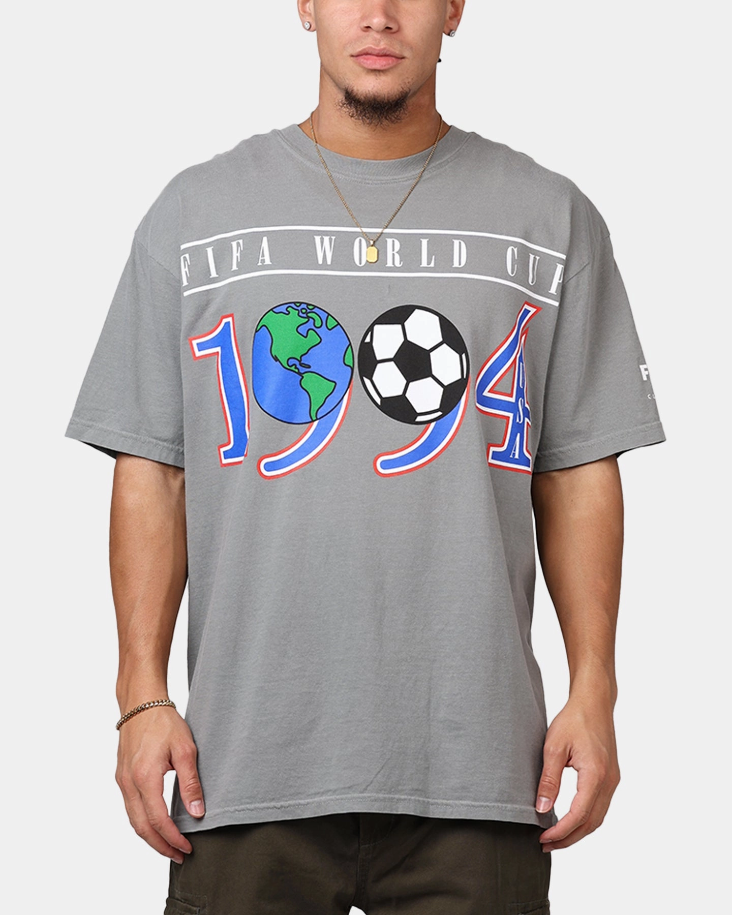 Fifa FIFA 1994 Mascot T-Shirt Washed Grey DoubleStitchedHem