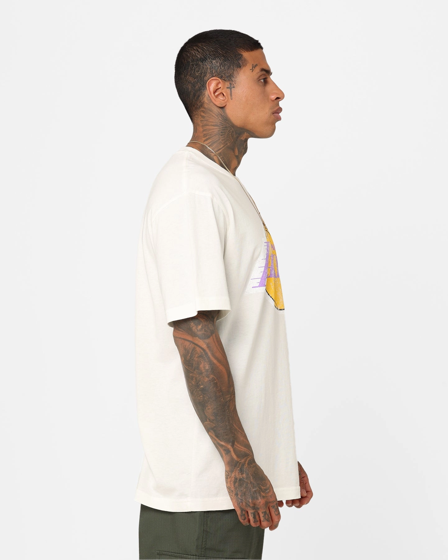 ComfortFirst Mitchell & Ness Los Angeles Lakers Oversized Logo T-Shirt Vintage White