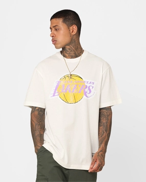 Chill Style Microfiber Blend Mitchell & Ness Los Angeles Lakers Oversized Logo T-Shirt Vintage White
