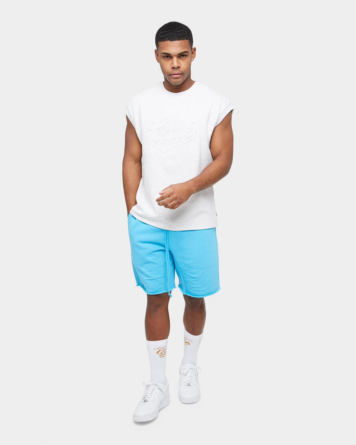 LayeredSleeveConstruction Soft Wearable Carre Forme Muscle T-Shirt Light Grey