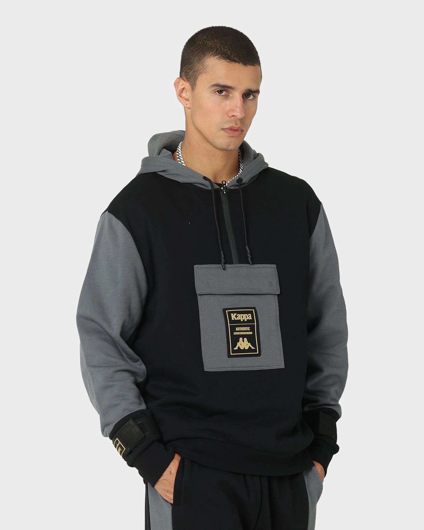 Kappa Authentic Frax Hoodie Black/Gold Lightweight