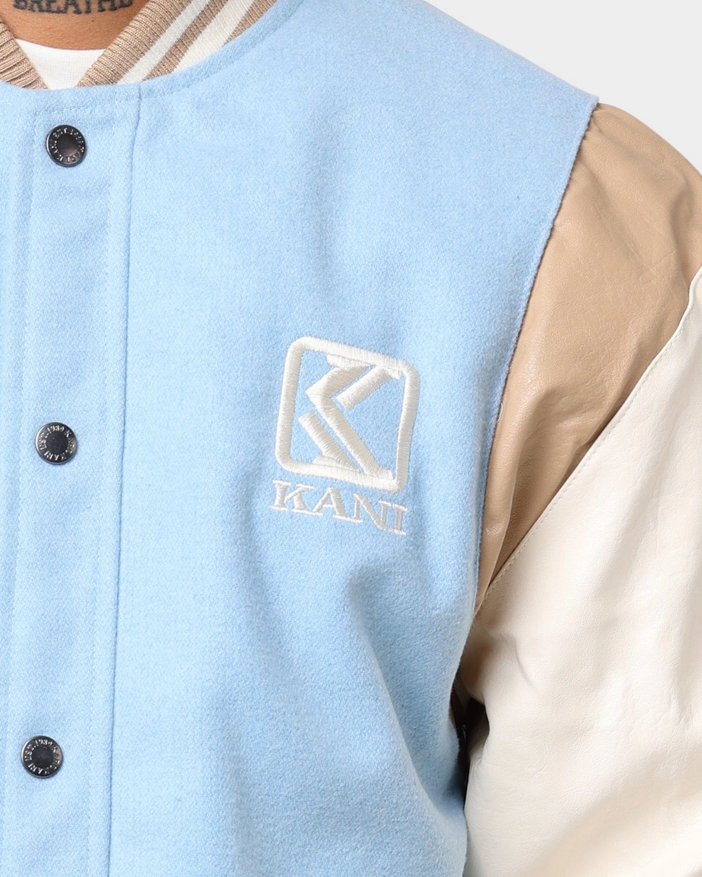 Karl Kani OG Colour Block College Jacket Light Blue countryside Guard