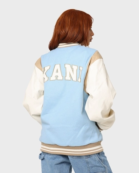 Karl Kani OG Colour Block College Jacket Light Blue Statement Piece Utility Focus