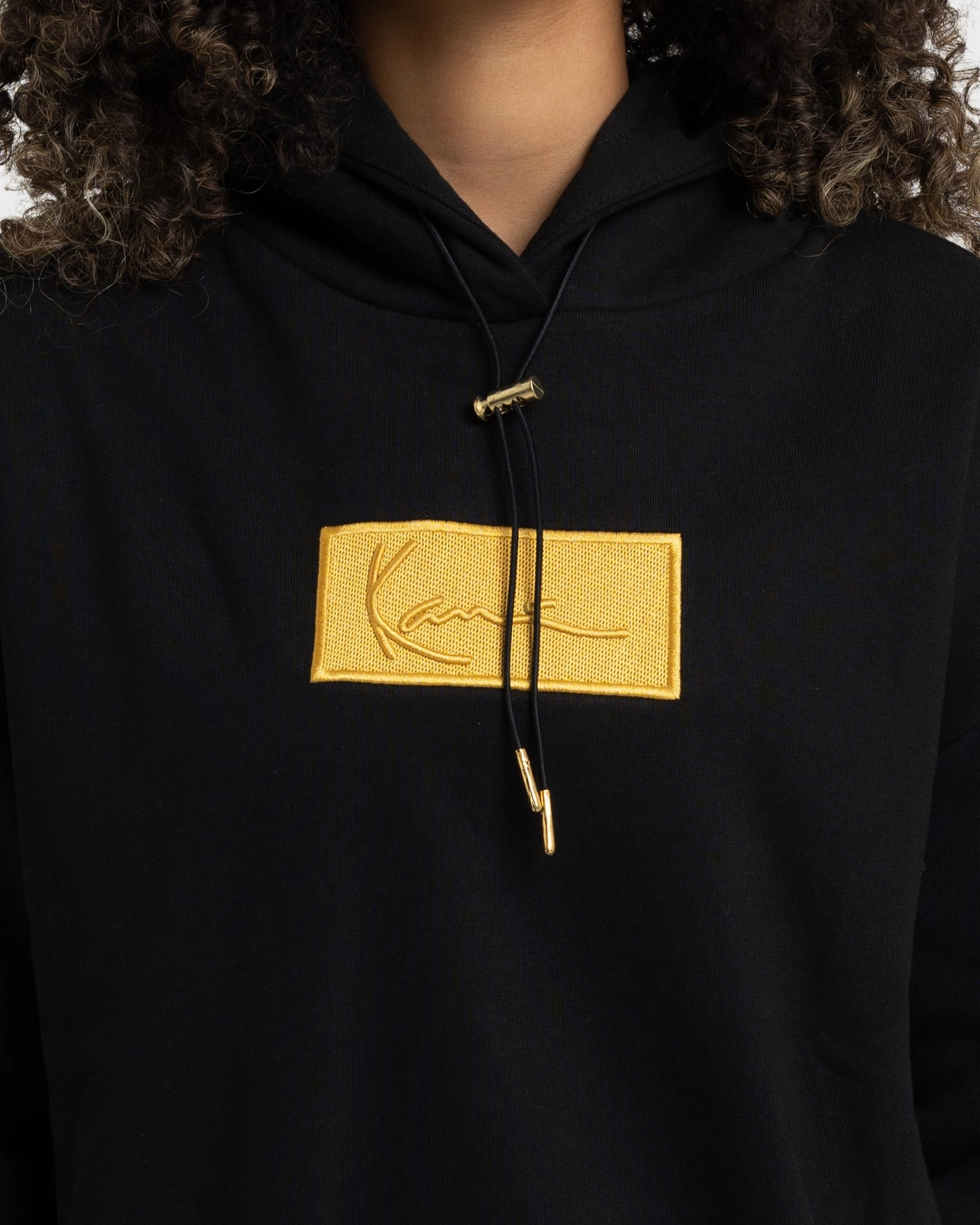 Karl Kani Women's Small Signature Box Hoodie Black Softshell Fabric Base-layer