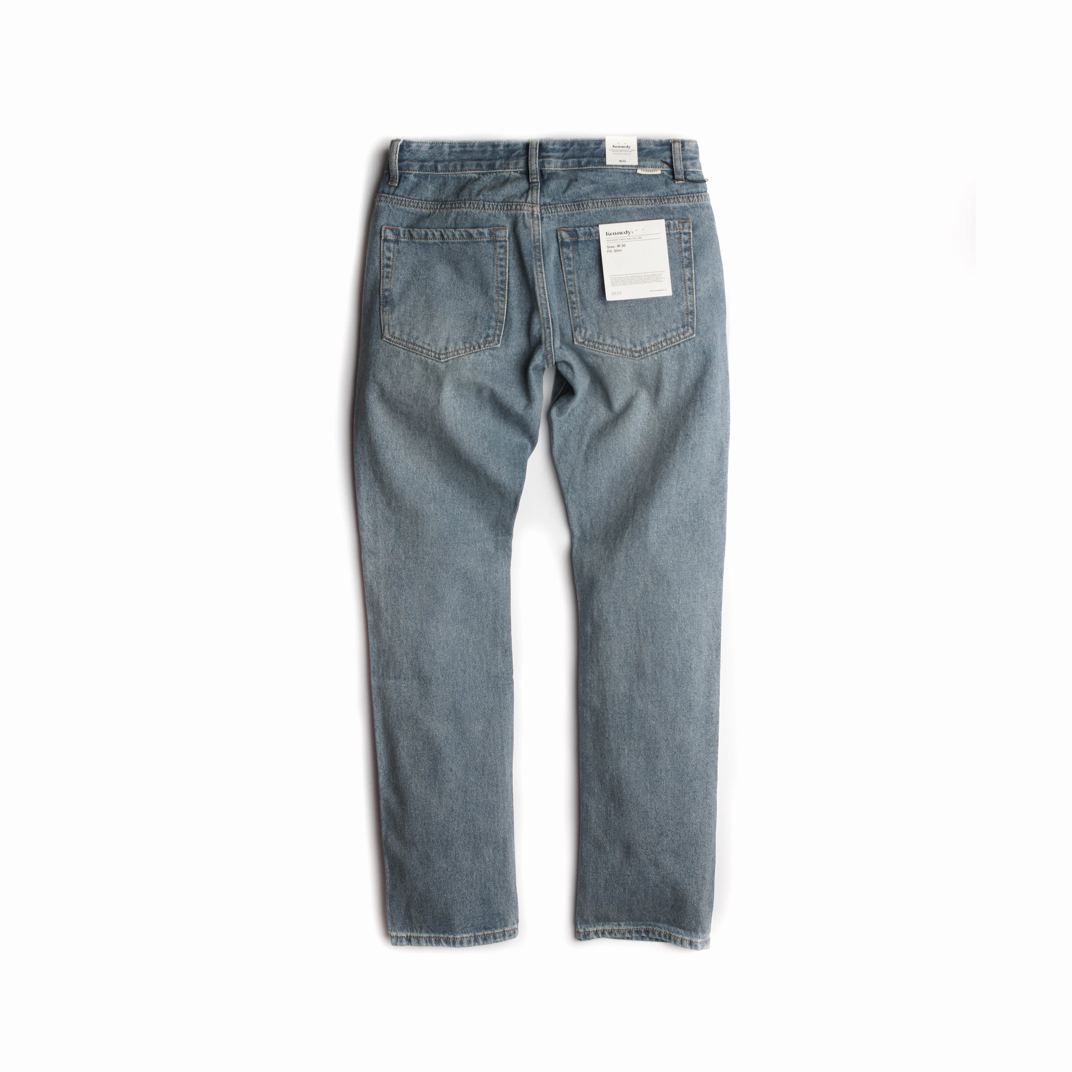 Smooth Fabric Kennedy Denim Co 1903 Classic Washed Denim 'Stone Indigo'