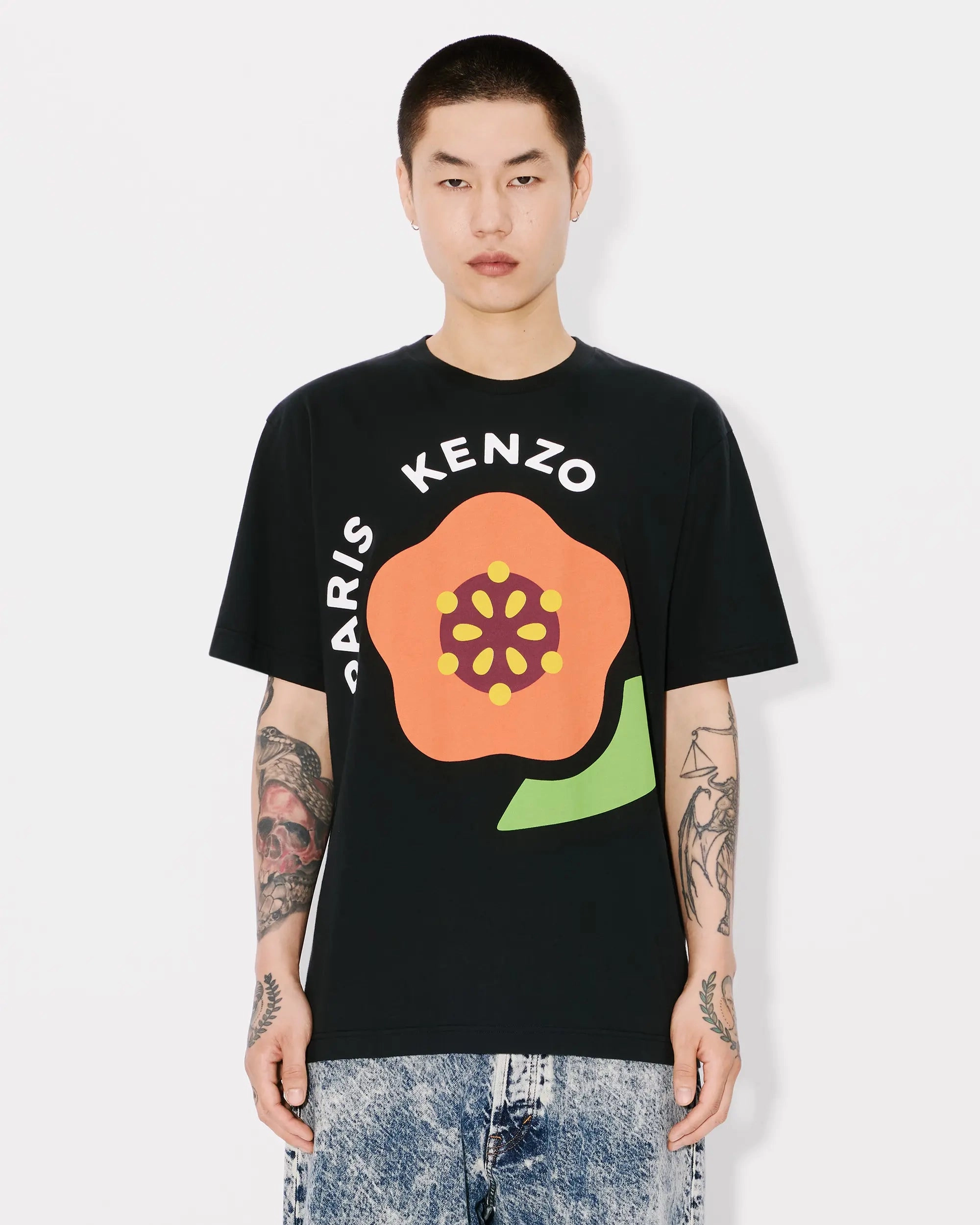 Kenzo Pop T-Shirt 'Black' Layered Style Laser Cut Edges