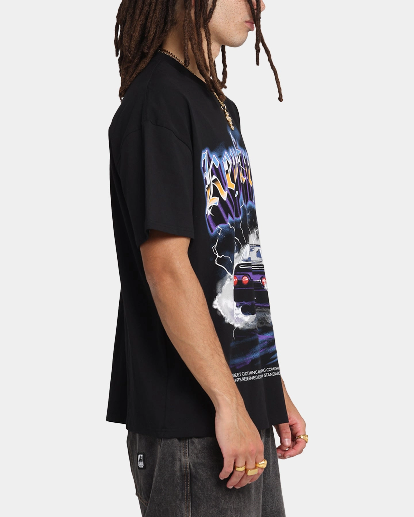 Key Street Burnout T-Shirt Black Comfy Comfort Weekend Smart Look