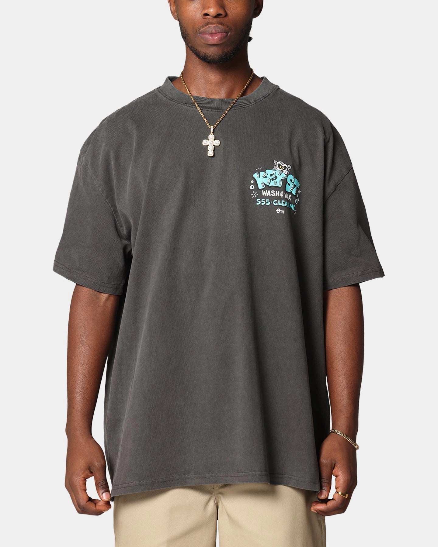 Fur combination Relaxed Comfort Key Street Car Wash T-Shirt Black Wash