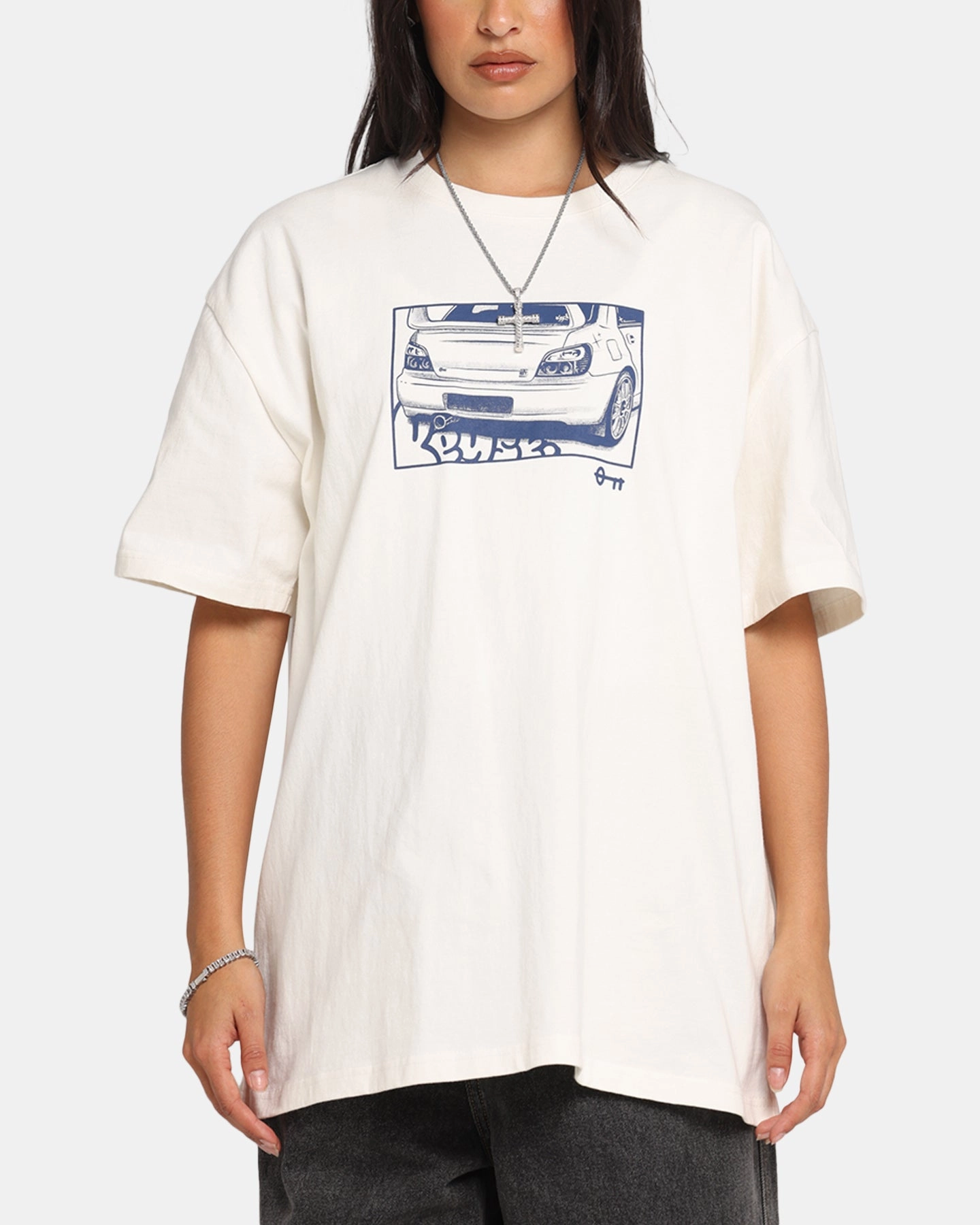 Stylish Look UVProtectionFinish Key Street Halftone T-Shirt Off White