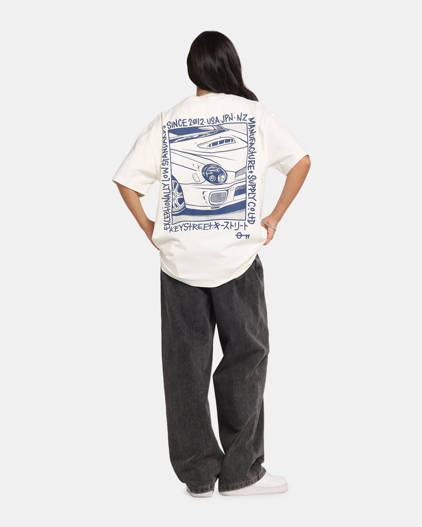 Soft Breathable Sporty Layer Key Street Halftone T-Shirt Off White