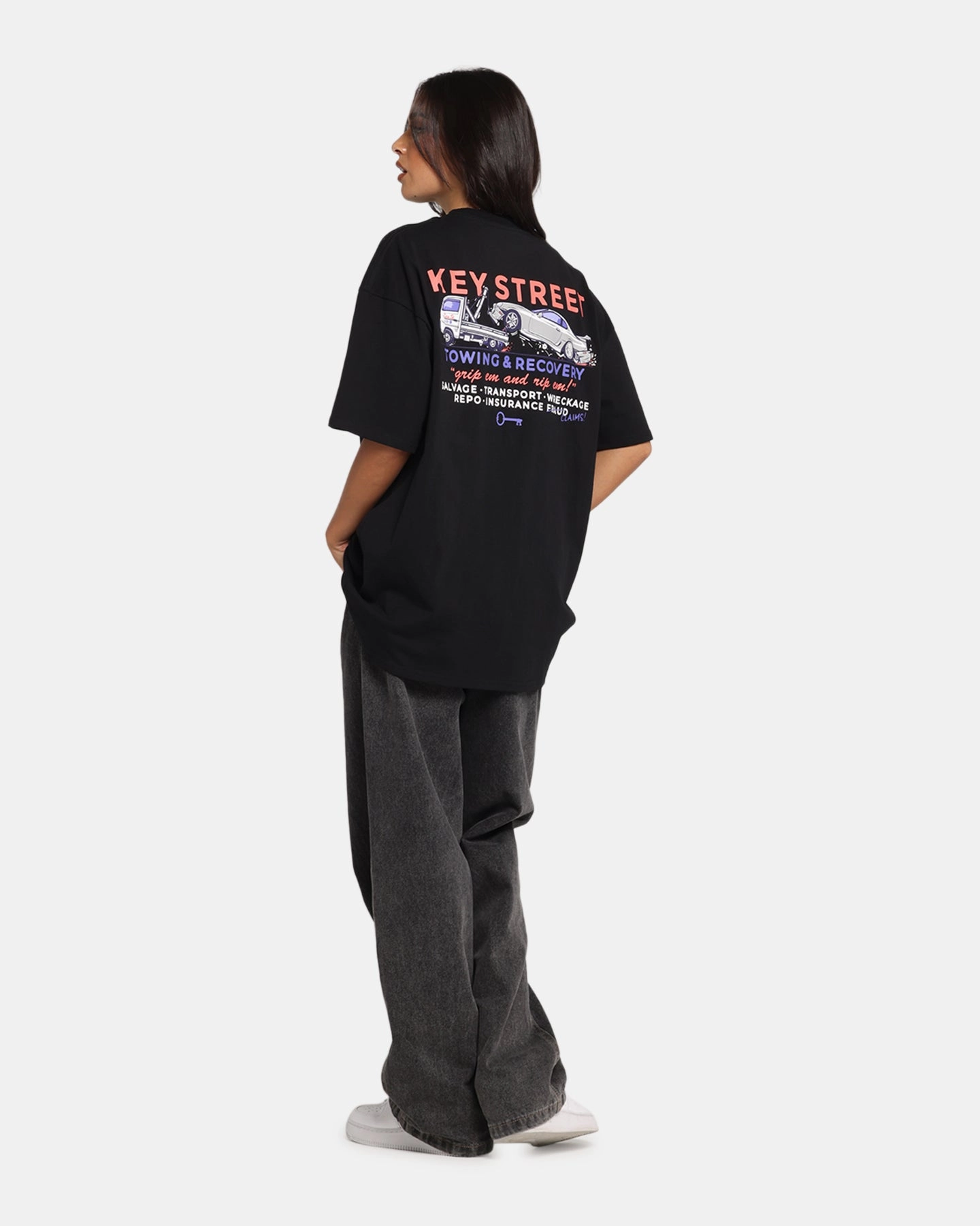 Abrasion Resistant Fabric Key Street Kei Tow Truck T-Shirt Black