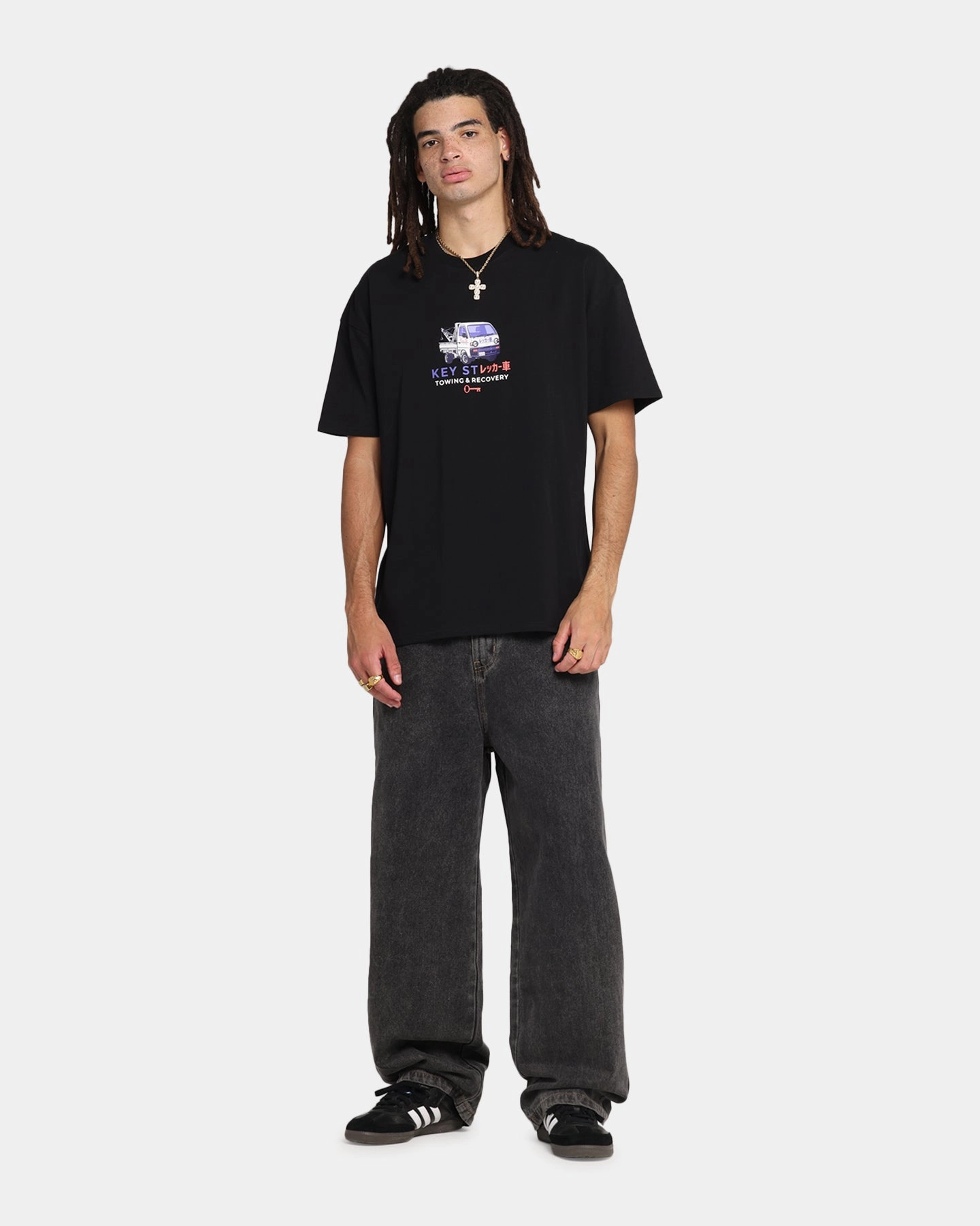 Key Street Kei Tow Truck T-Shirt Black Minimal Look