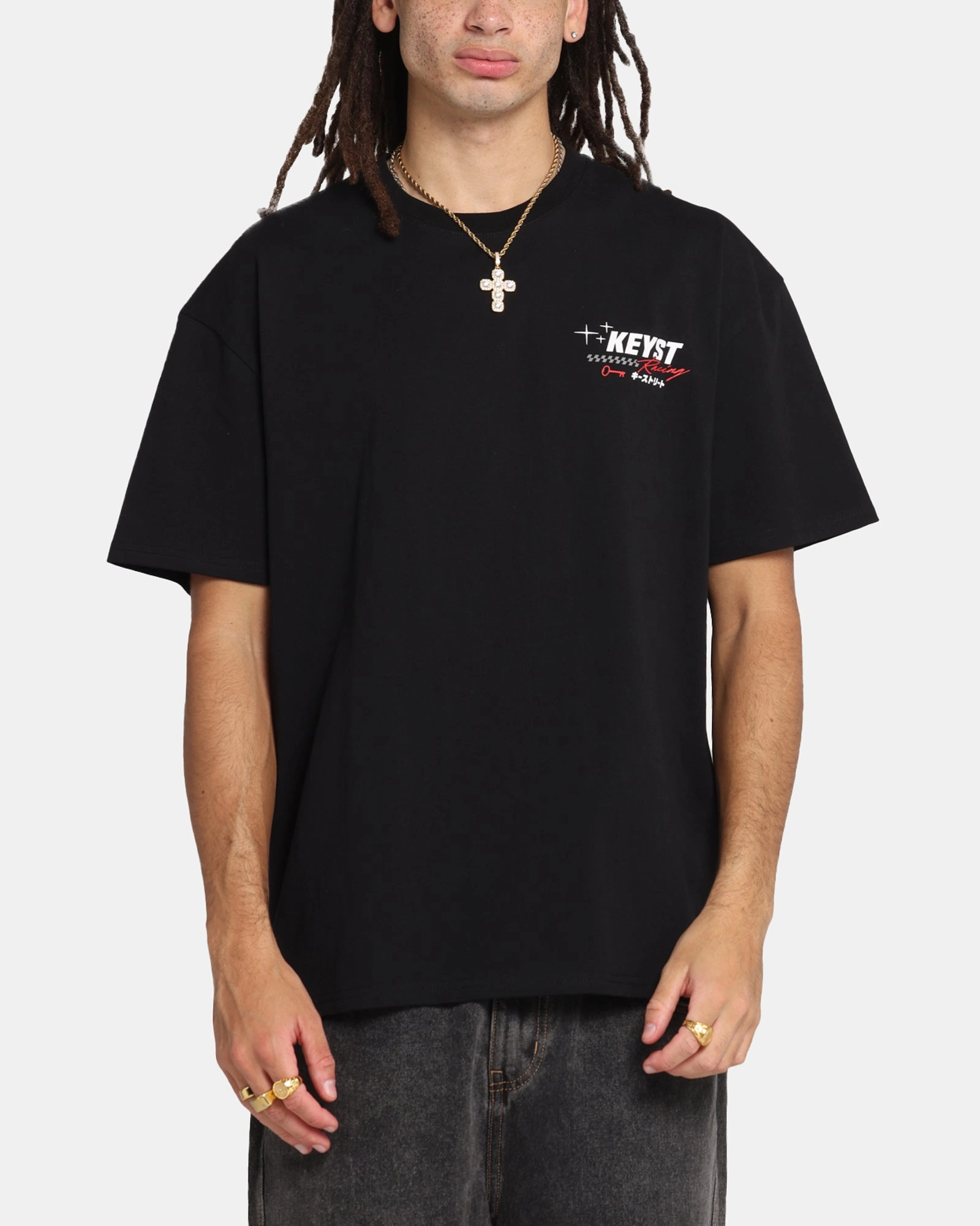 Key Street Racing T-Shirt Black petite size Office Wear