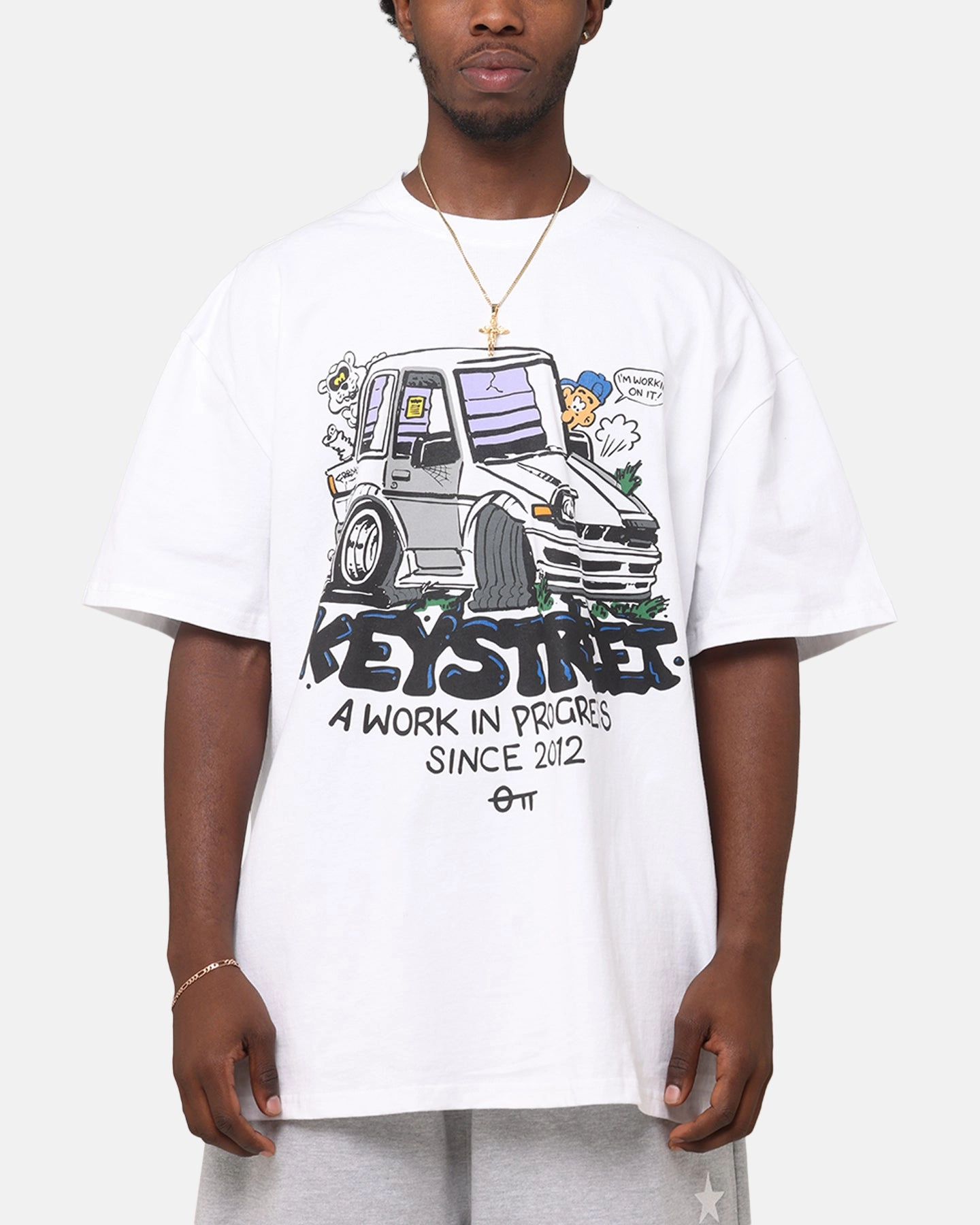 Round neck simplicity Relaxed Wearable Key Street X FRKO Wip T-Shirt White
