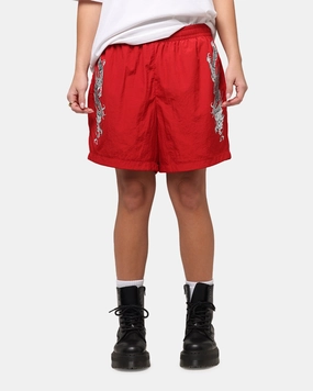 Snag Free Zipper Ed Hardy Tribal Dragon Shorts Red