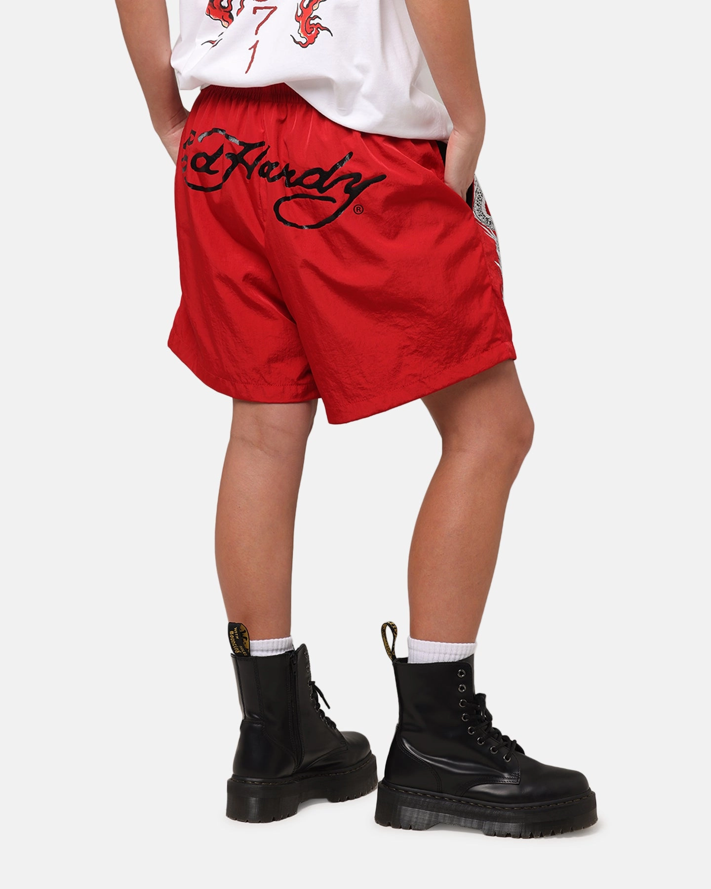 Everyday Feel Travel Style Ed Hardy Tribal Dragon Shorts Red