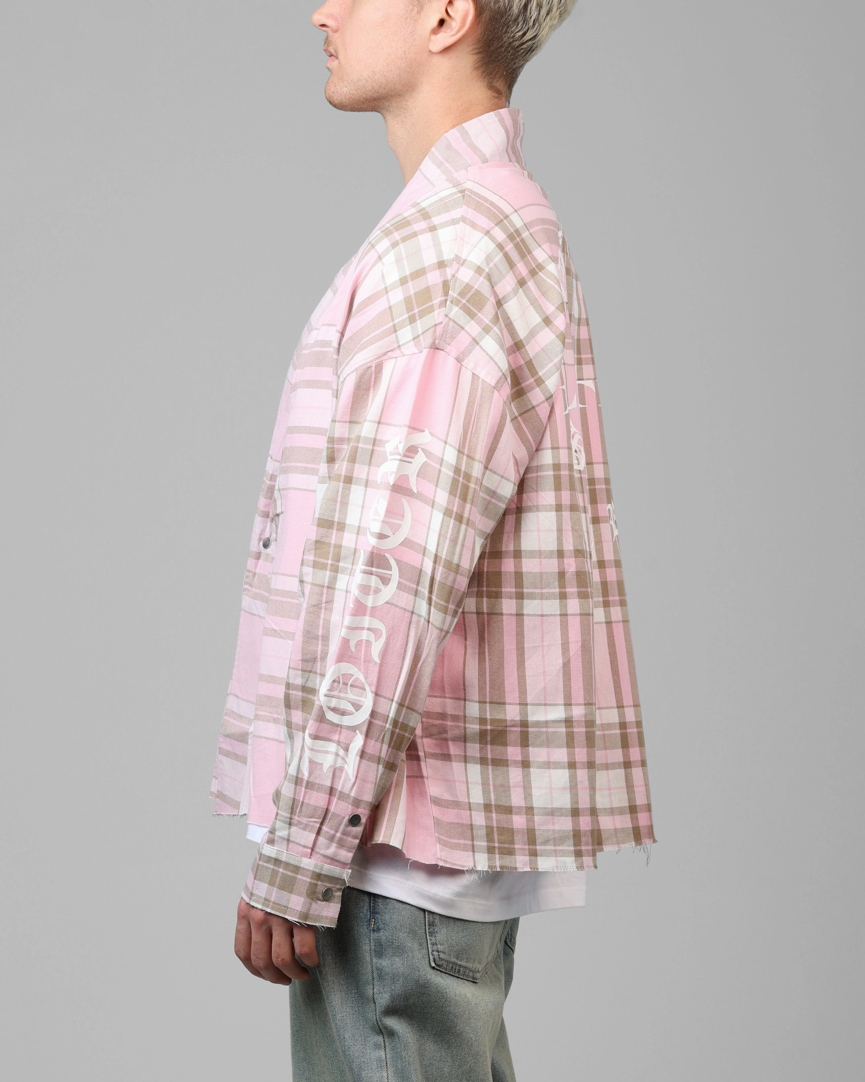 Oppose YKK Zipper Quality Loiter Kimono Flannel Pink/Brown