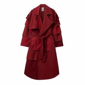 Kidsuper Multi Layered Trenchcoat 'Burgundy' FullLengthZip Durable Color Retention