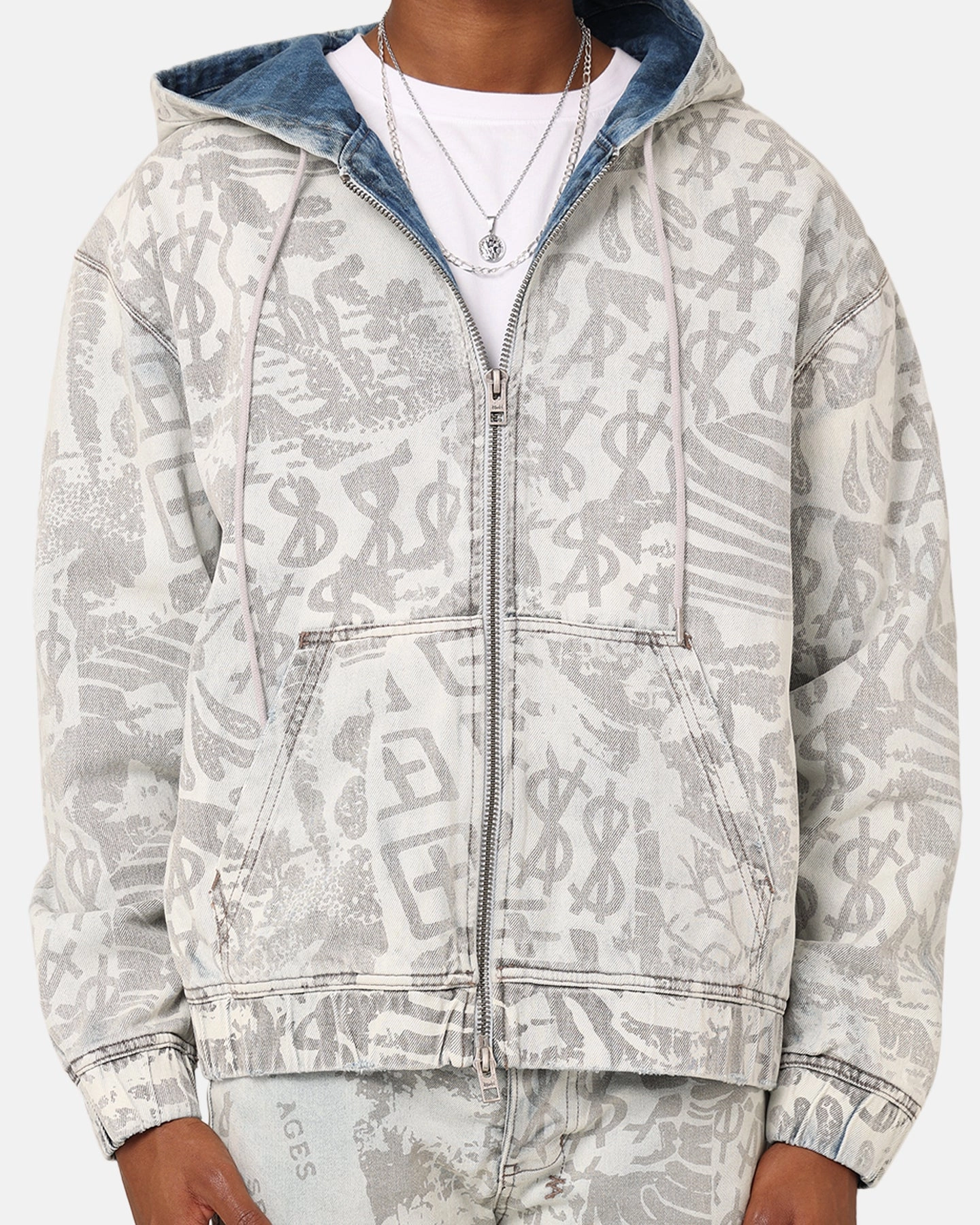 Bus Moisture Wicking Technology Ksubi Kollage Zip Hoodie Icey Denim