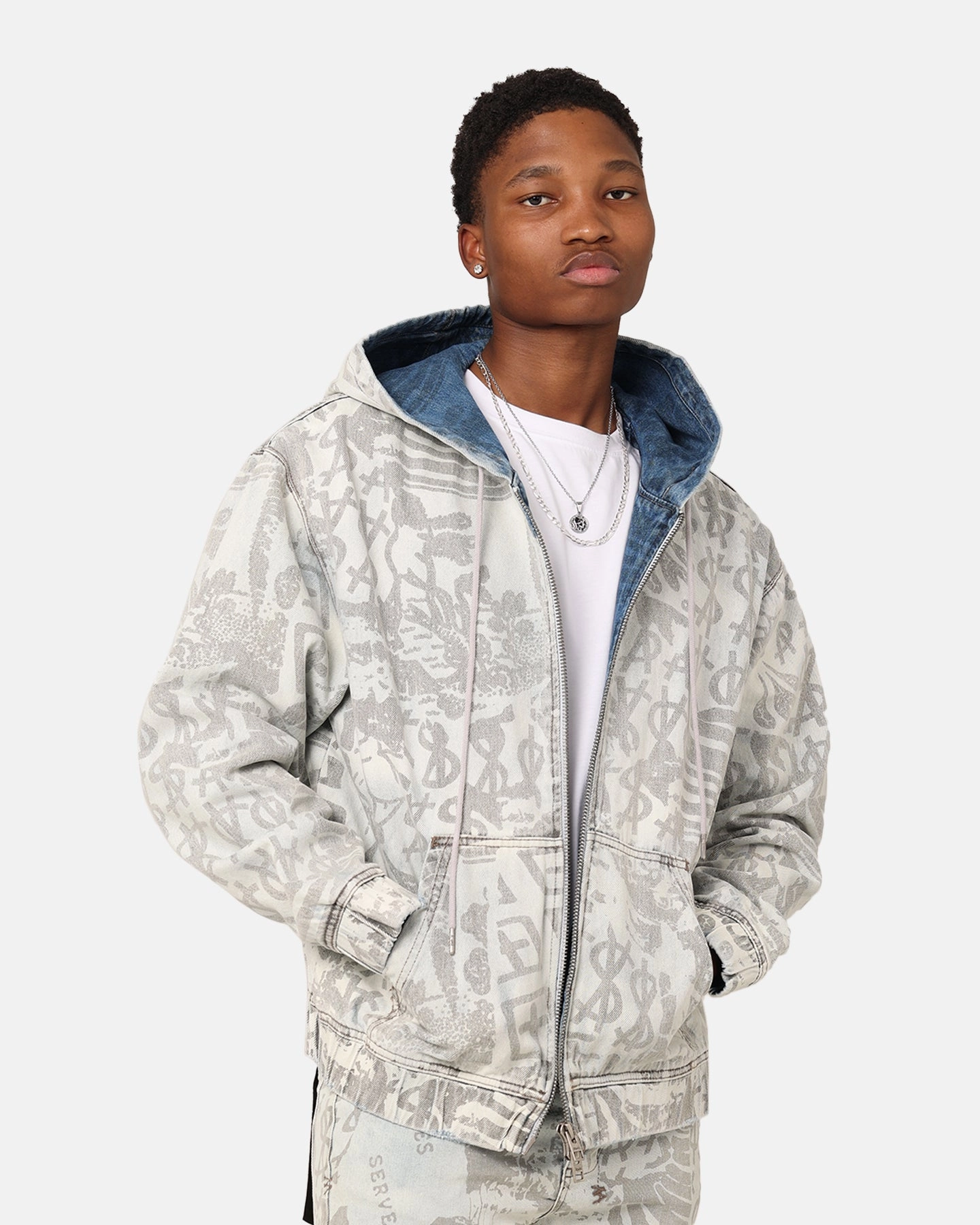 Winter Outer Layer Level Ksubi Kollage Zip Hoodie Icey Denim