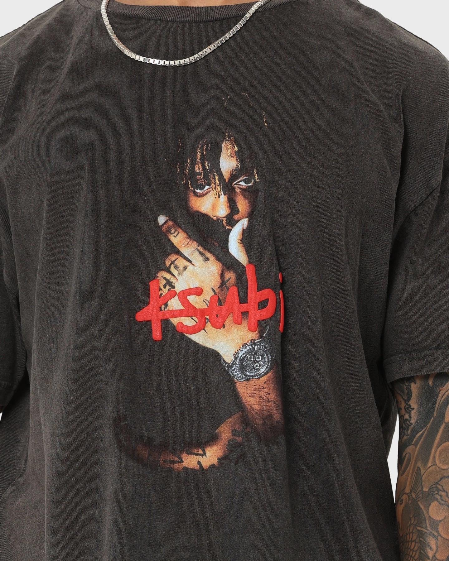 Ksubi X Juice Wrld 999 Biggie Vintage T-Shirt Faded Black Printed design Timeless Layering