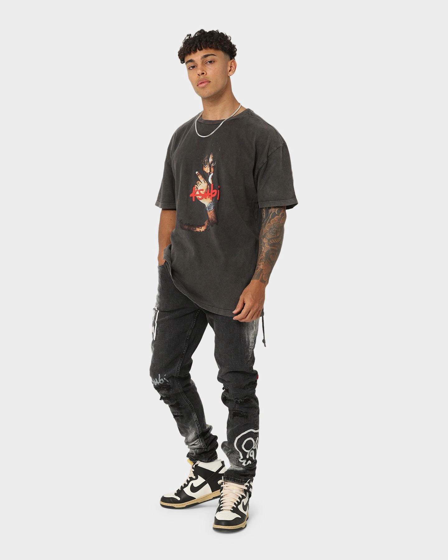 ethical Ksubi X Juice Wrld 999 Biggie Vintage T-Shirt Faded Black