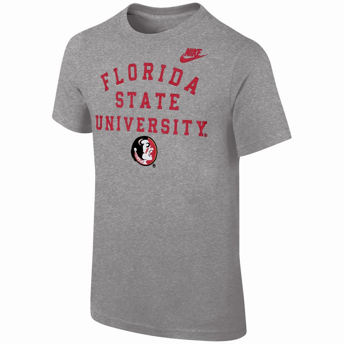 Soft And Comfortable Nike Youth Vault Florida State University/Seminole Logo Short Sleeve T-shirt - Dark Grey Heather