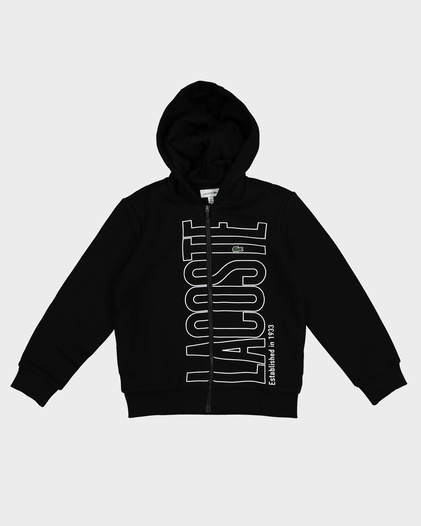 Lacoste Kids' Active Print Zip Front Hoodie Black Seamless Edging