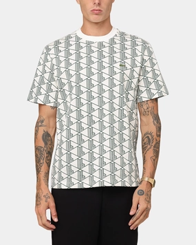 Casual Style Wear SeamFreeShoulders Lacoste Monogram T-Shirt Black/White