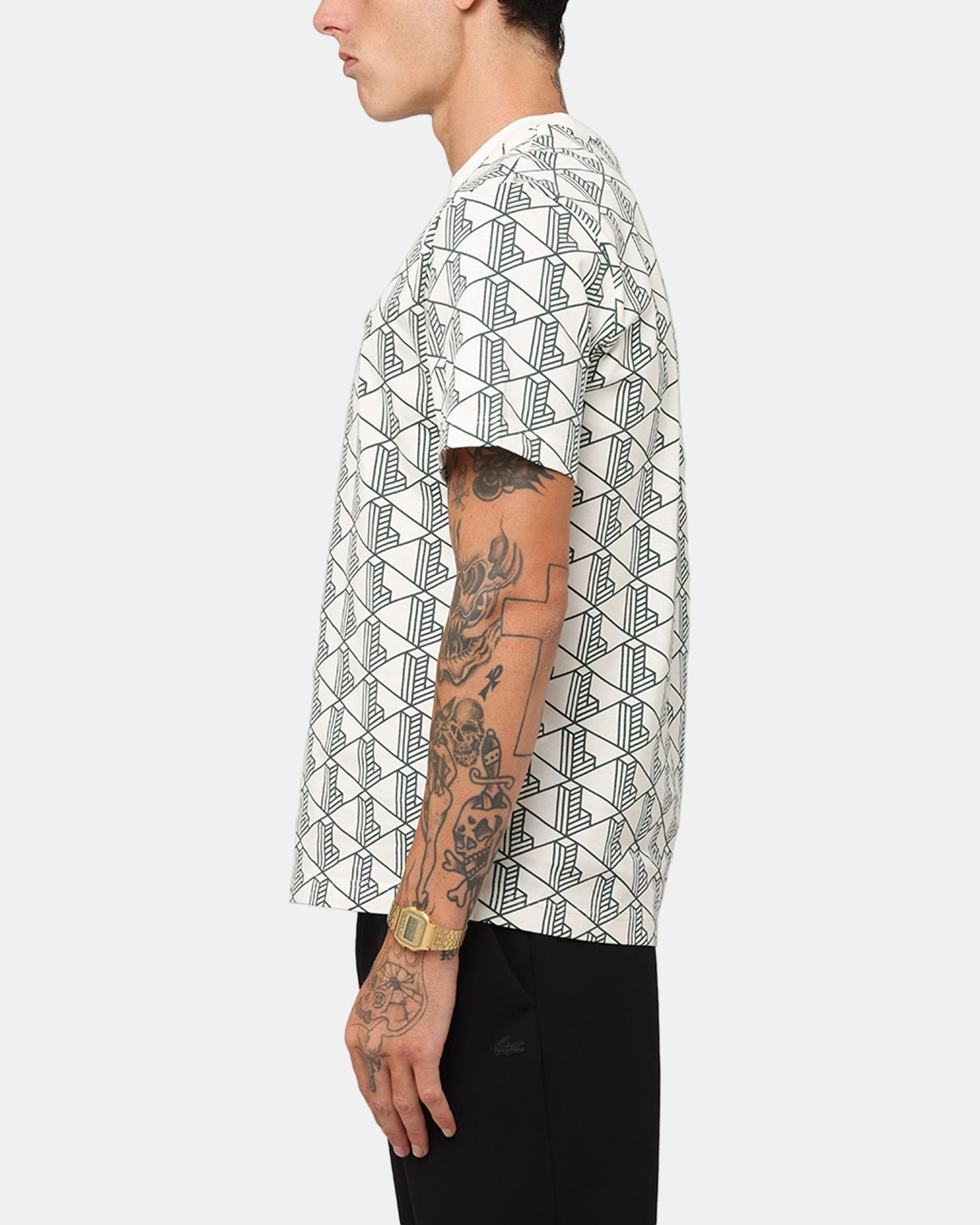 Moisture Management Lacoste Monogram T-Shirt Black/White