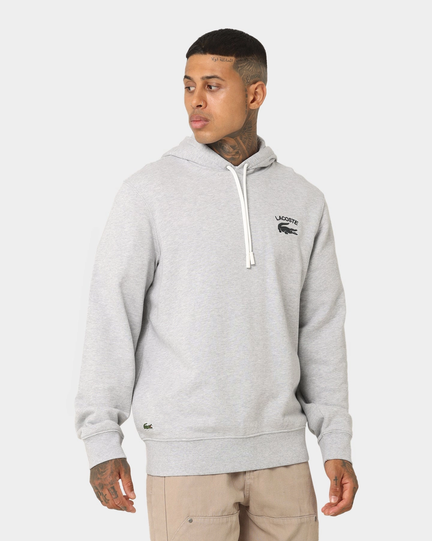 Storm Resistant Closure Lacoste Soft Branding Hoodie Silver Chine