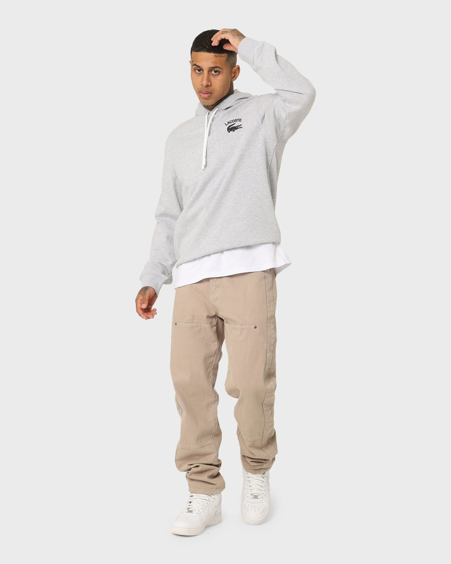 Finance Lacoste Soft Branding Hoodie Silver Chine