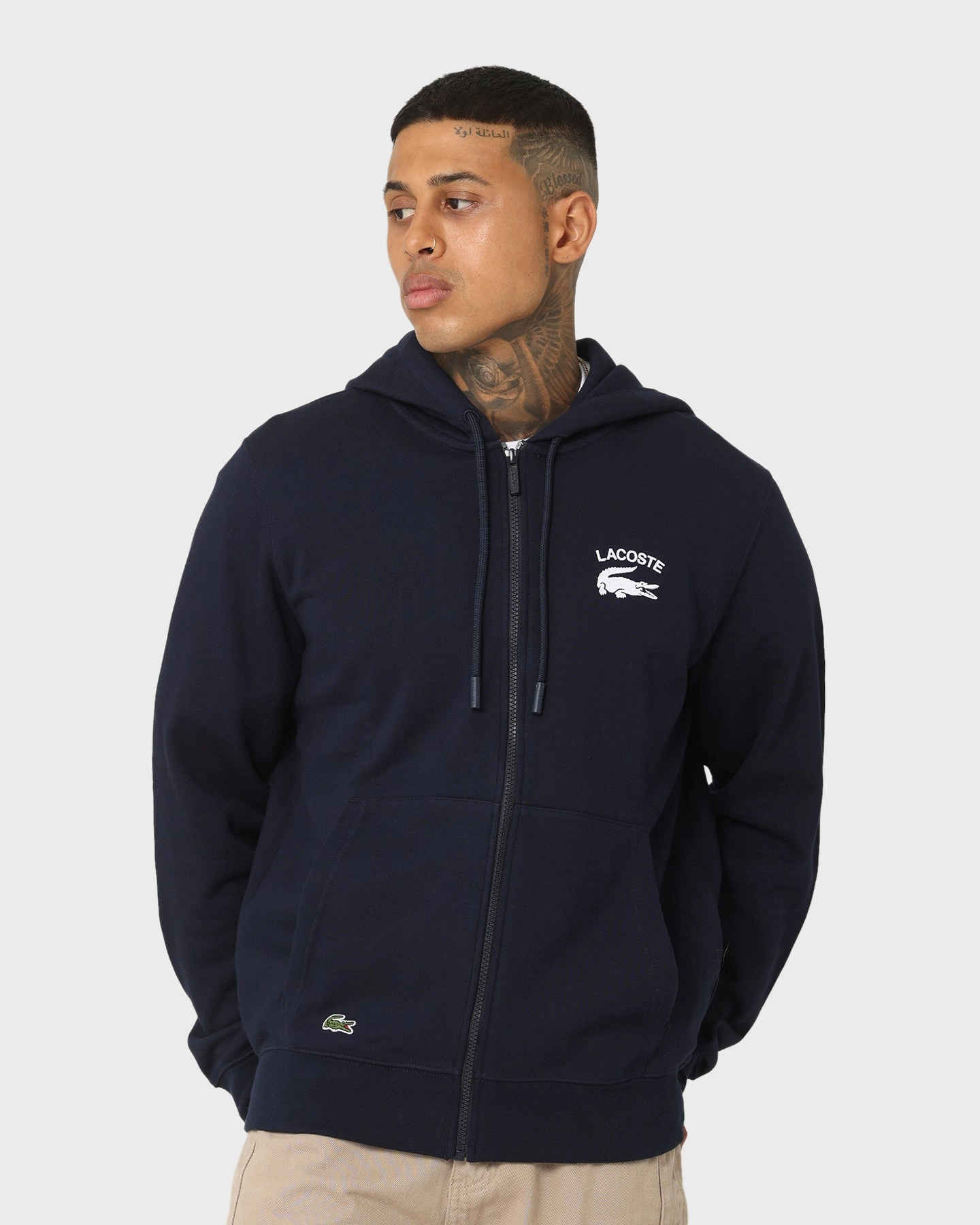 Lacoste Soft Branding Zip-front Sweater Navy Invoice
