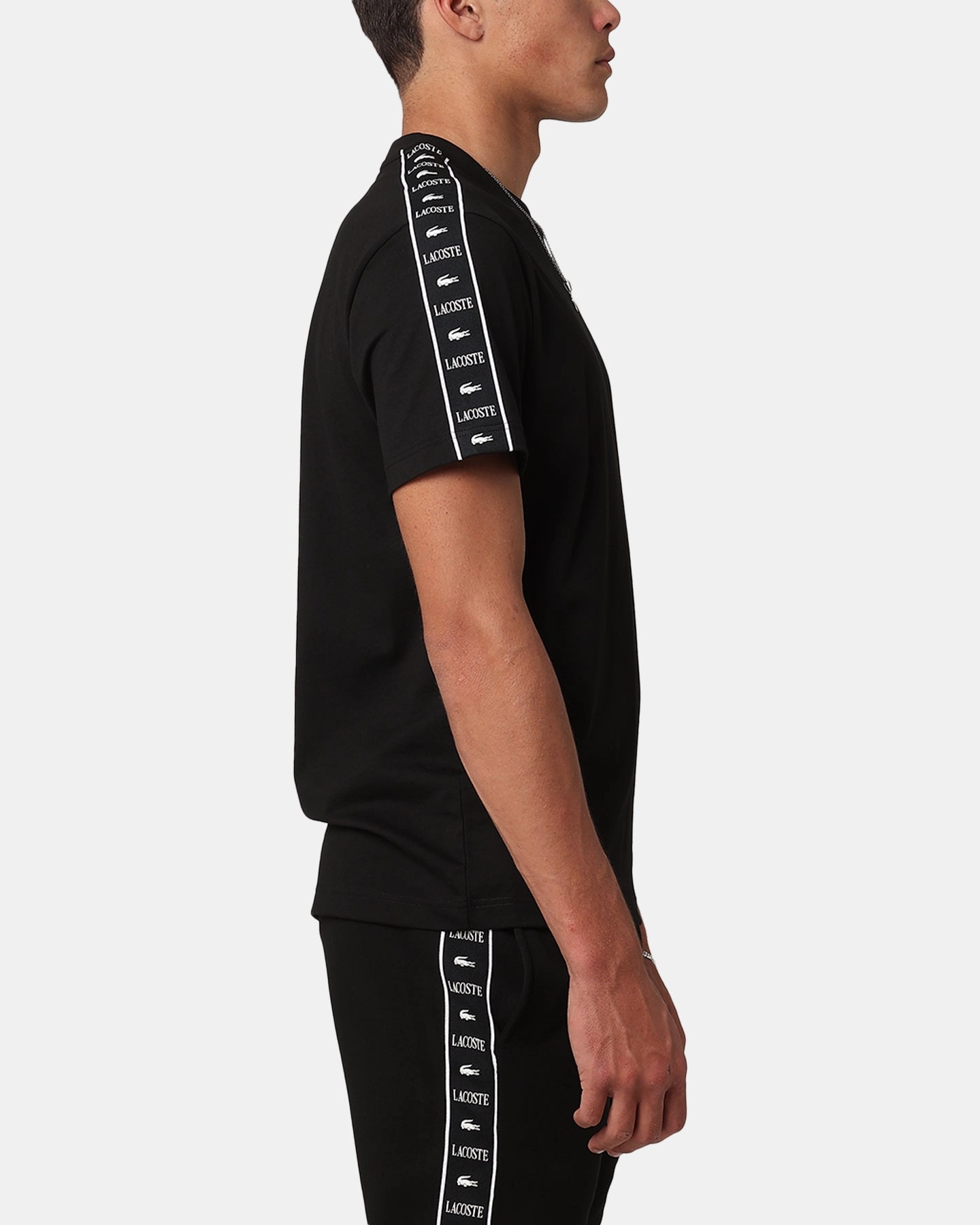Soft and Lightweight Weekend Essential Lacoste Tape Heavy Jersey T-Shirt Black