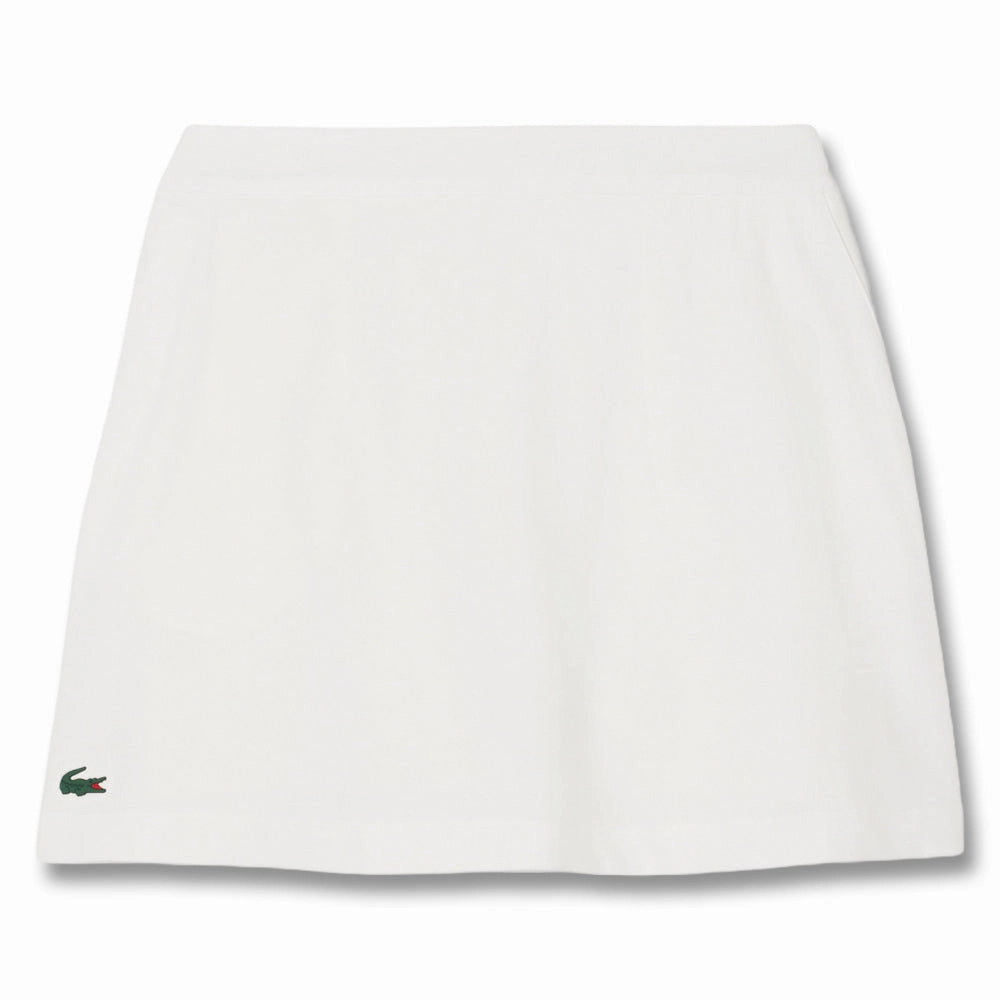 Mid Length Polished Style Lacoste Ultra Dry Lined Golf Skirt White - SS25 Women