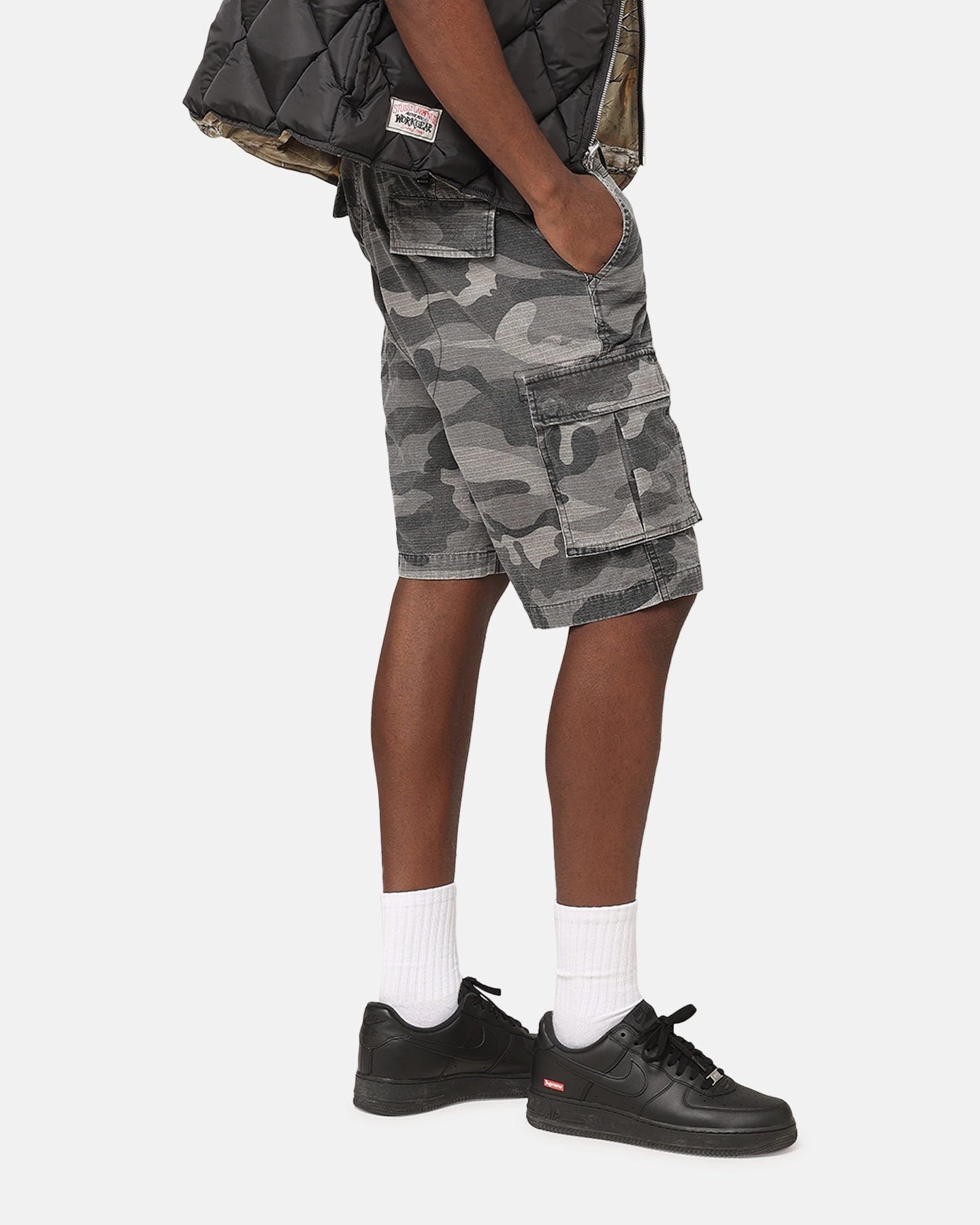 Artisanal XXIII Torrent Cargo Shorts Washed Black Camo