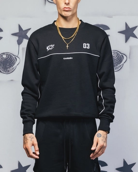Carre Trainer Oversized Panelled Crewneck Black Weatherproof Technology