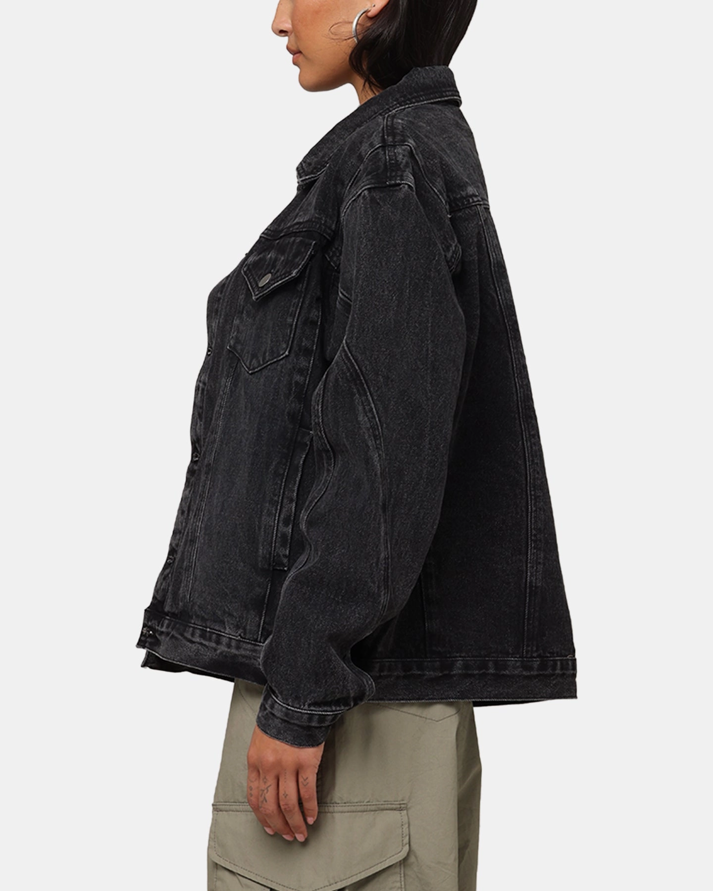 Saint Morta Armoury Denim Jacket Black Shadow Support Laser Cut Perforations