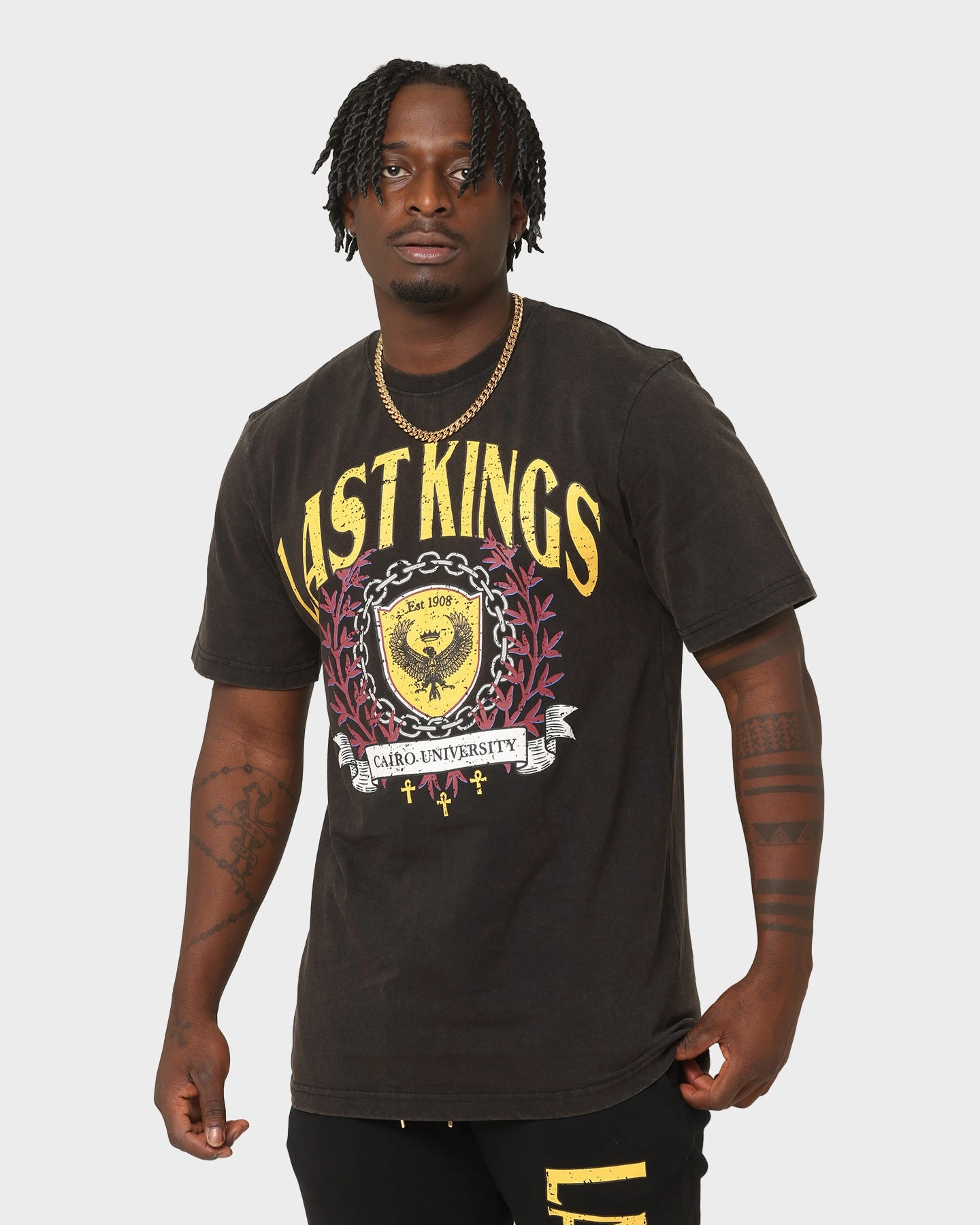 Last Kings Cairo University Short Sleeve T-Shirt Vintage Black NonIronTechnology