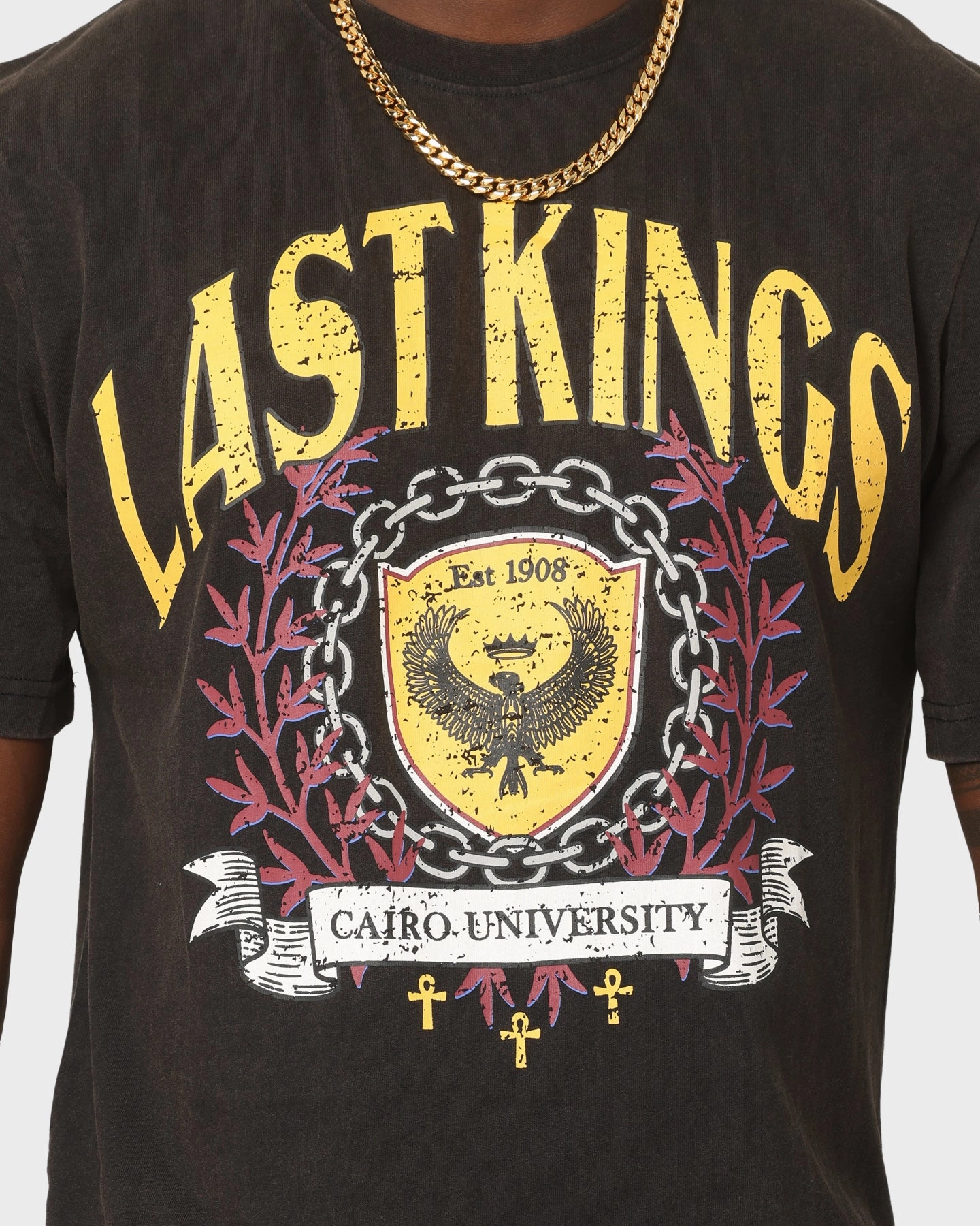 Effortless Wear Last Kings Cairo University Short Sleeve T-Shirt Vintage Black