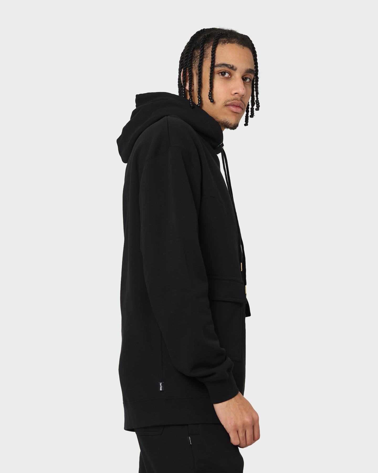 Last Kings Cargo Hoodie Black Quilted Stitching Faith