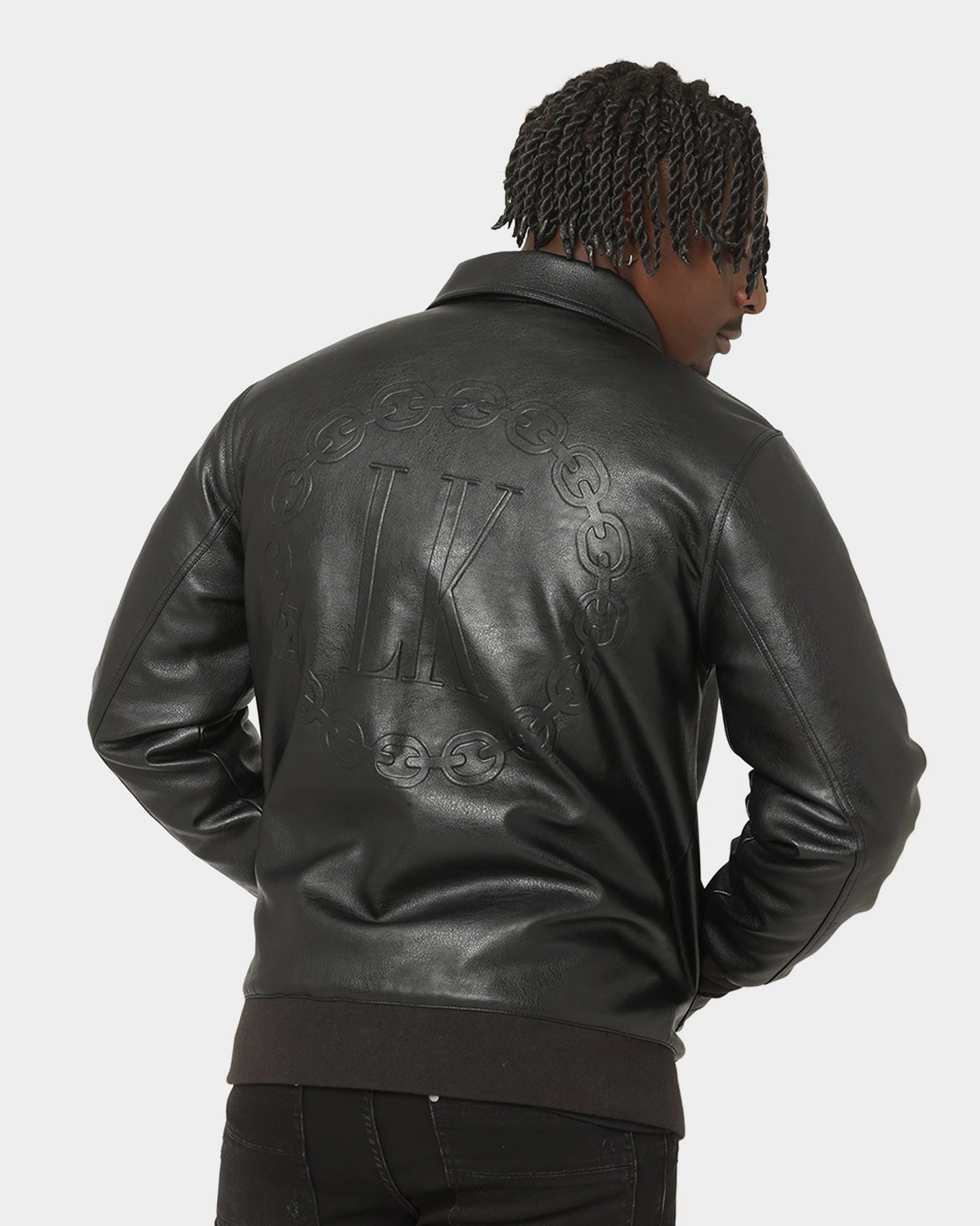 Bohemian Last Kings Chain Faux Leather Jacket Black