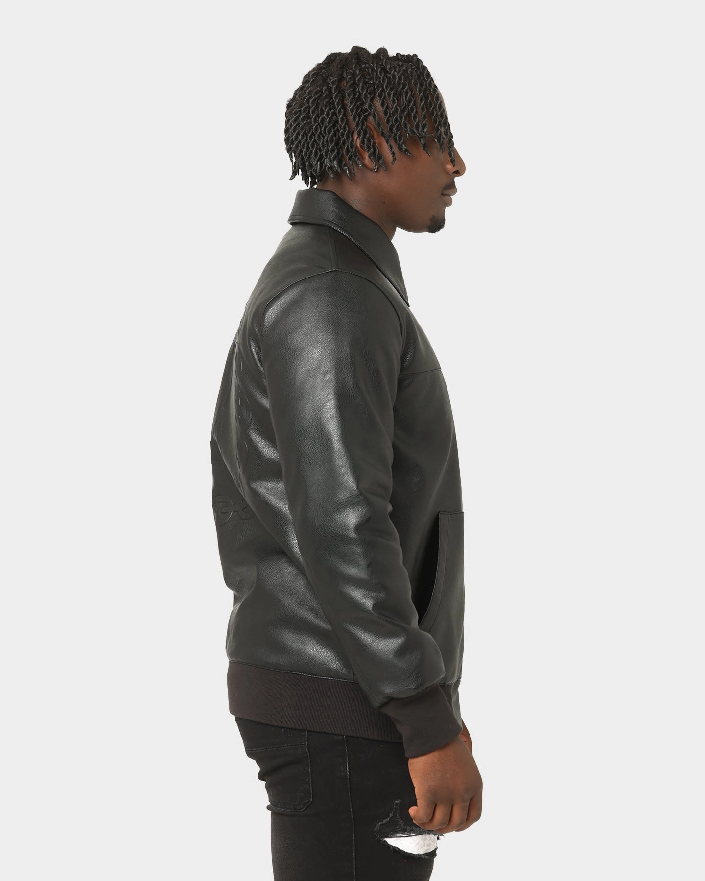 Last Kings Chain Faux Leather Jacket Black Teflon Coated Fabric Short