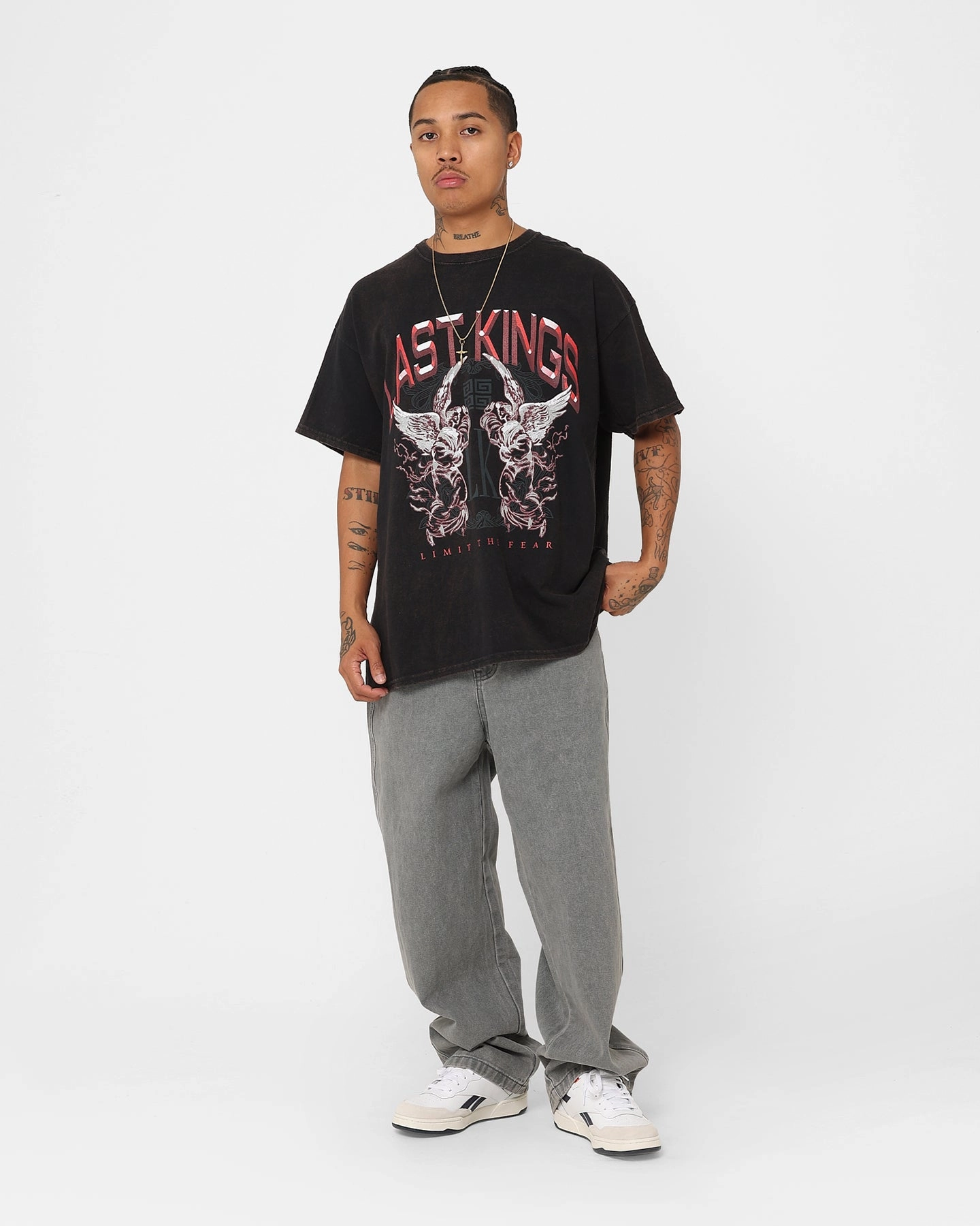 Last Kings Limit The Fear T-Shirt Vintage Black High-End Quality Seam Free Edging