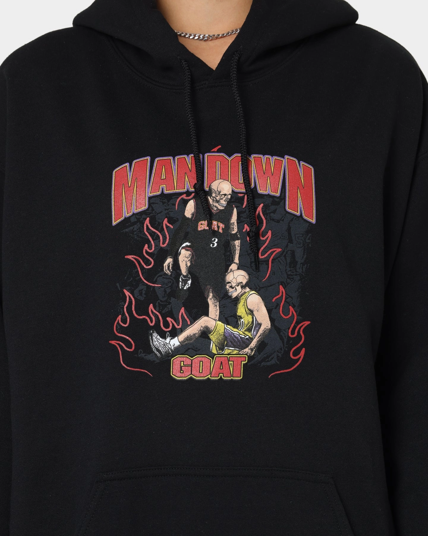 Goat Crew Man Down Hoodie Black Short-sleeved Quilted Construction