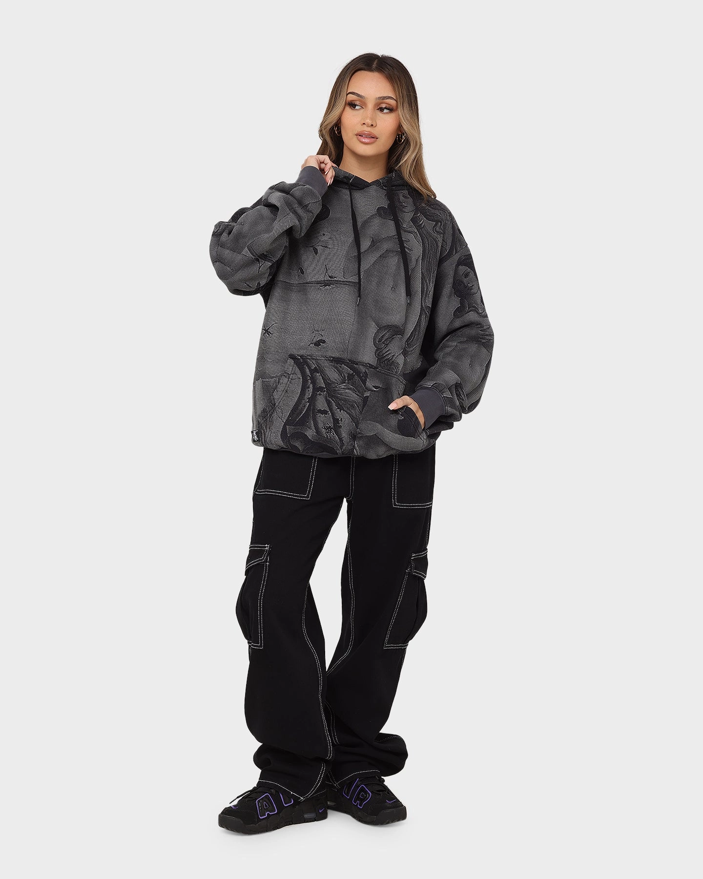 Variable Baffle Sizing Stussy Dyed Venus Hoodie Black