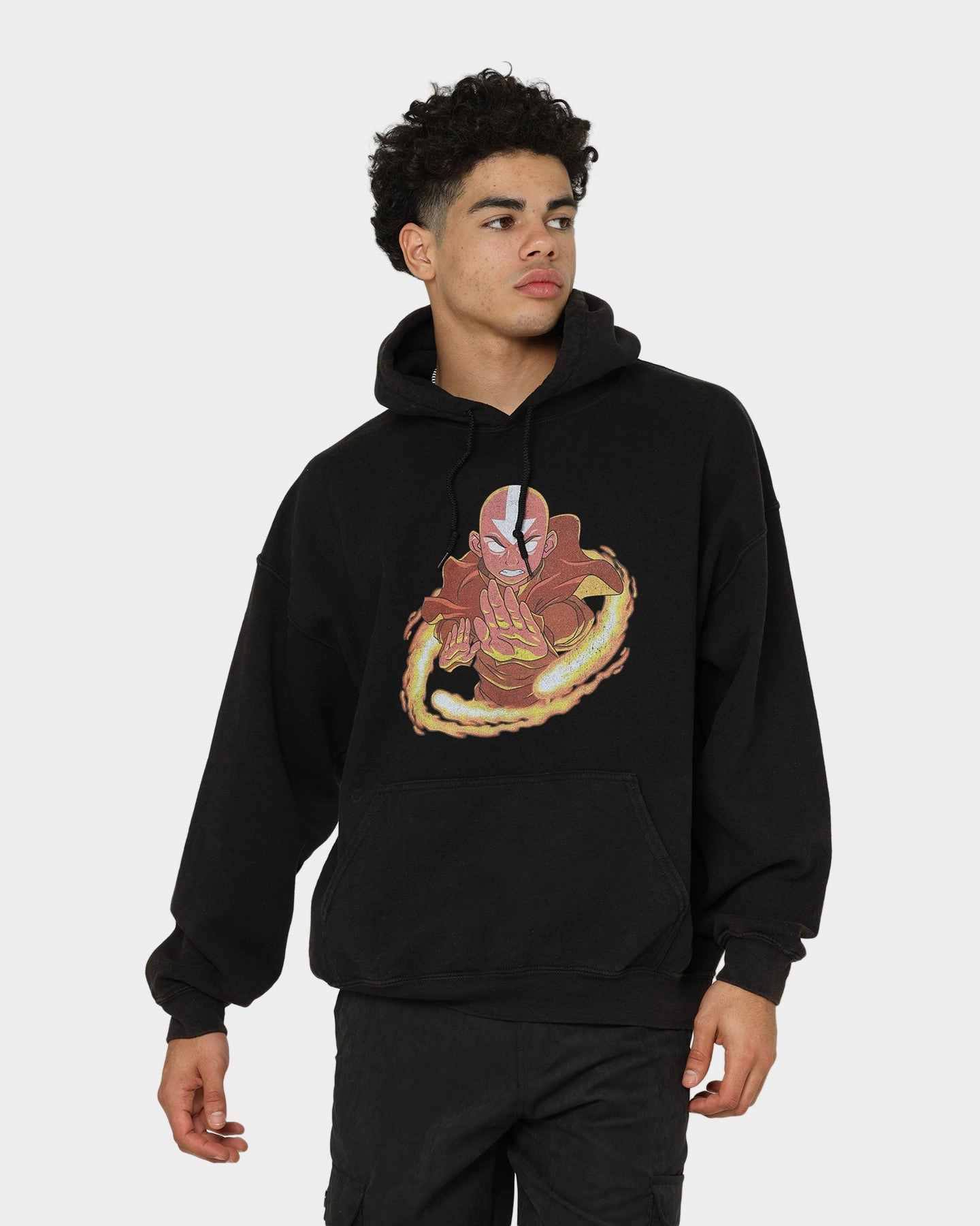 Sticker adults' Goat Crew X Avatar: Aang Fire Vintage Hoodie Washed Black