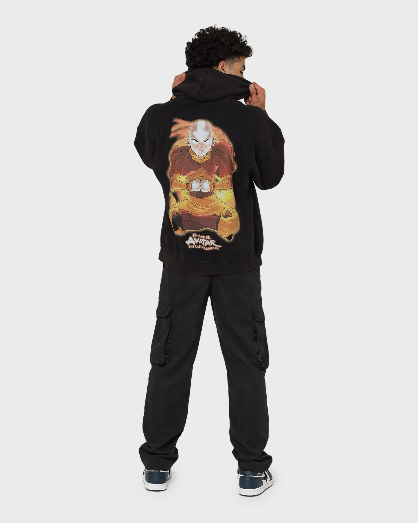 Collaborate Goat Crew X Avatar: Aang Fire Vintage Hoodie Washed Black