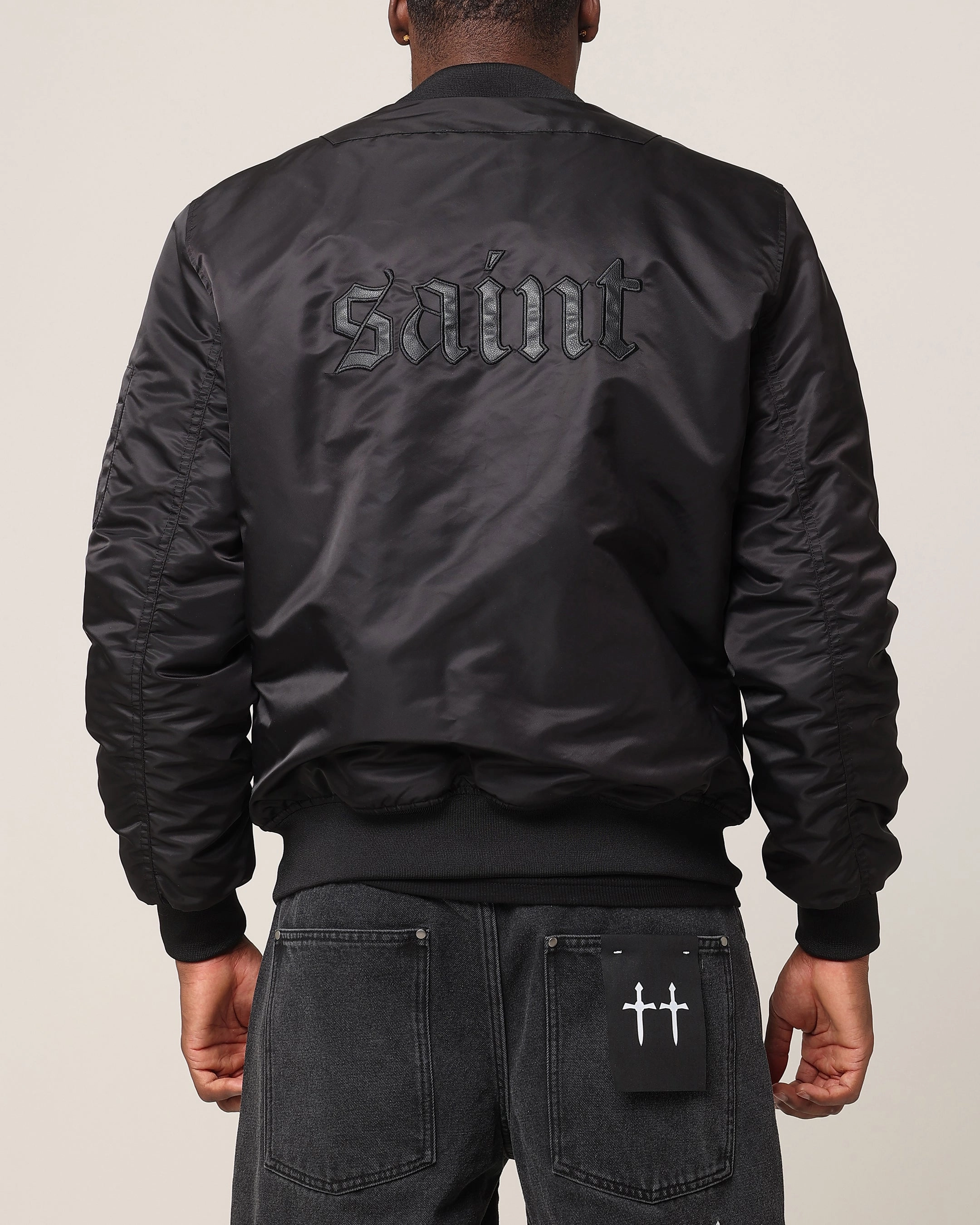 Receipt Zipper Closure Saint Morta Cambronne V2 Bomber Jacket Black/Black