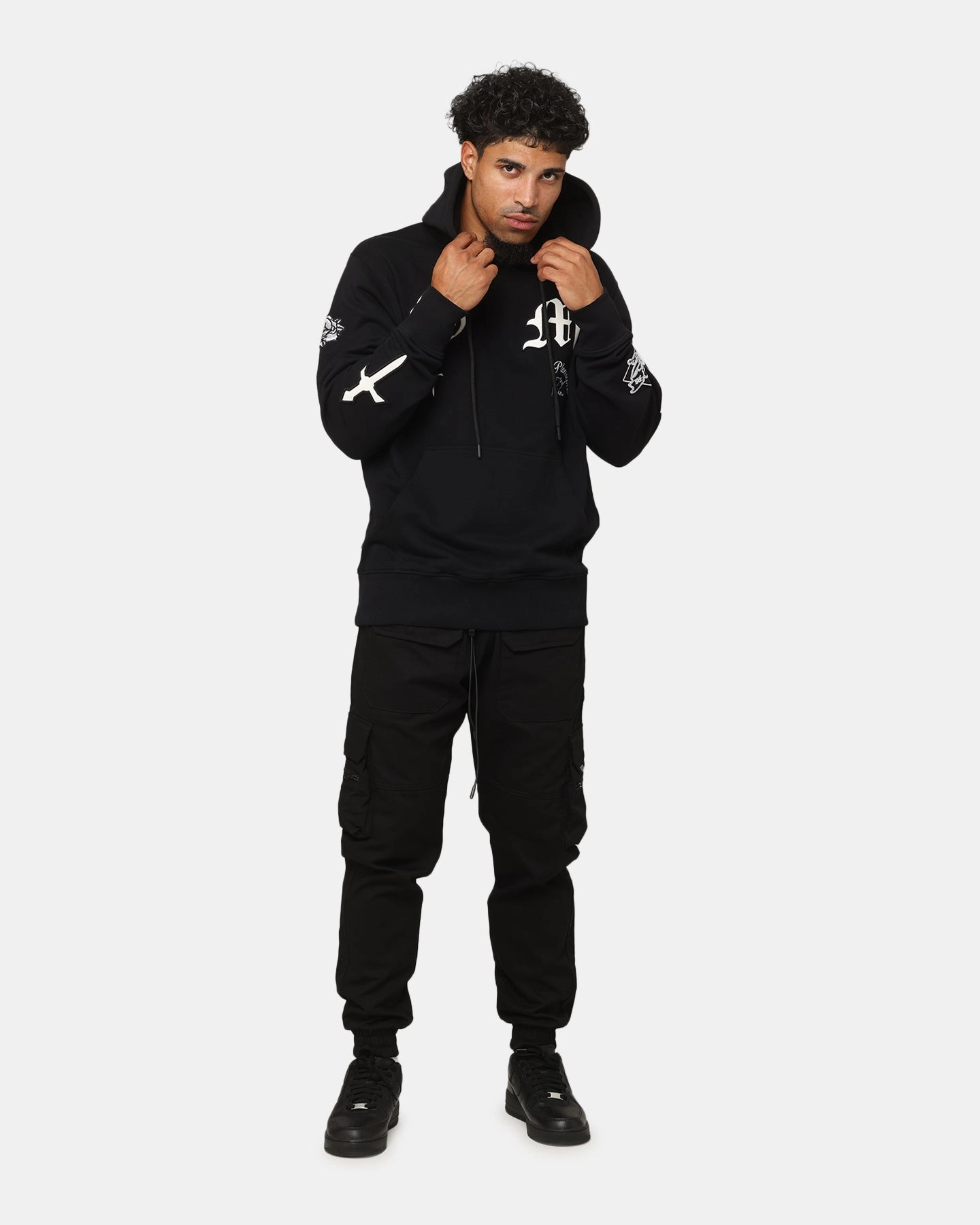 Contribute Unstructured Shoulder Cut Saint Morta Graveyard V2 Hoodie Black/White